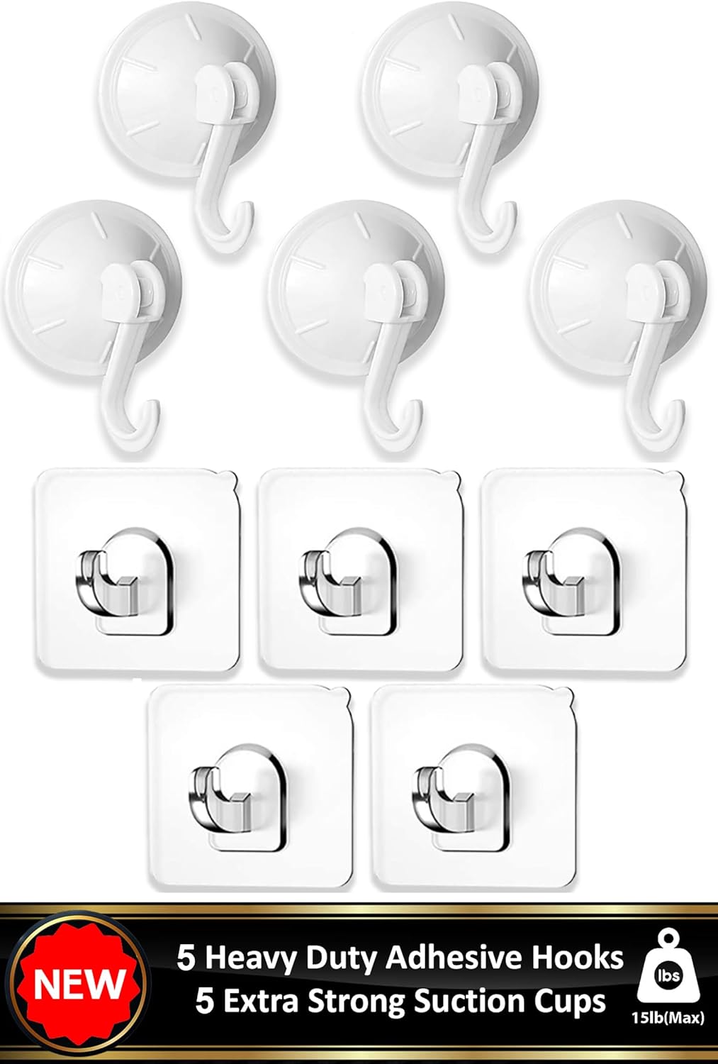 Extra Large Bath Toy Holder with 5 Suction Cups and Hooks