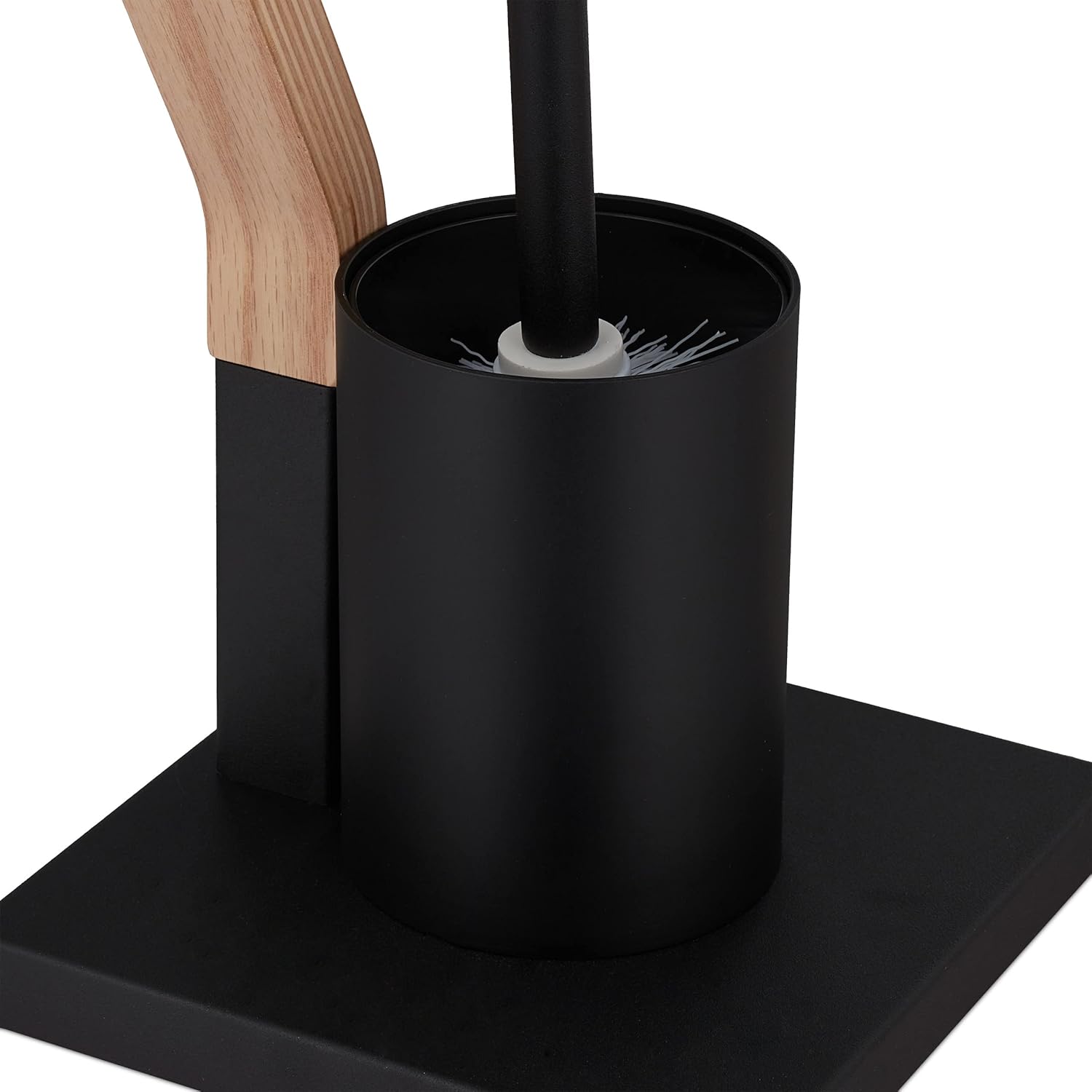 Relaxdays WC Accessories Set - 2 in 1 Toilet Paper Holder Brush BlackNatural