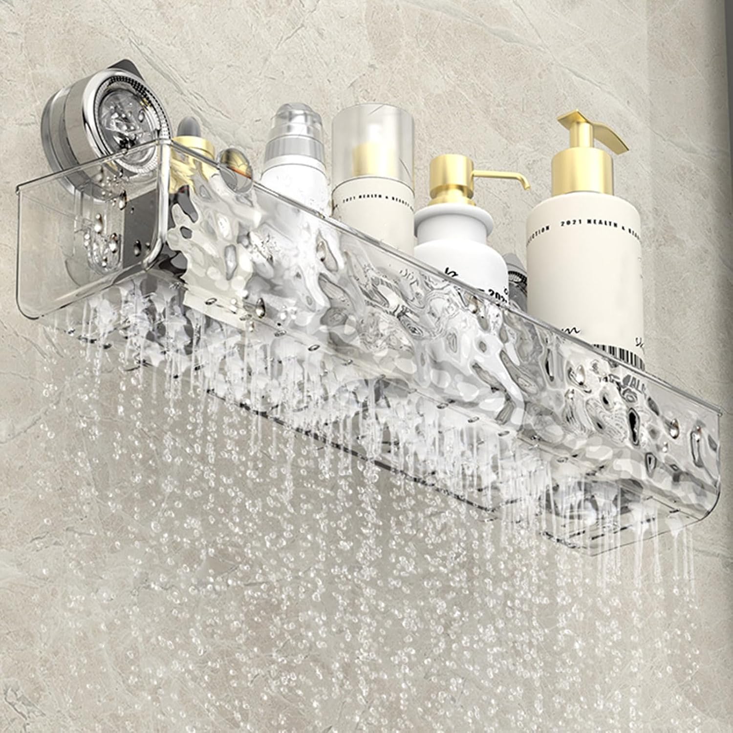 JENPECH Suction Cup Shower Caddy Clear Wall Organizer Grey 2