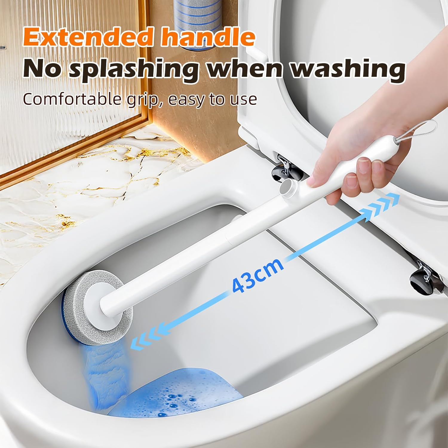 MOPALL Toilet Brush with Holder and 6 Refills