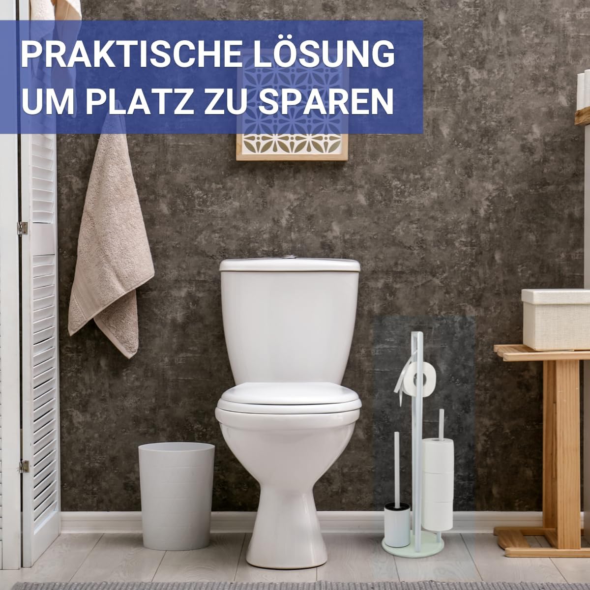 WENKO Ravina 3-in-1 Toilet Brush and Paper Holder