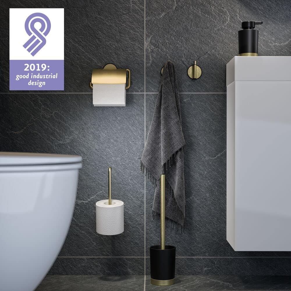 Tiger Toilet Brush and Holder Freestanding Brass Brushed Black