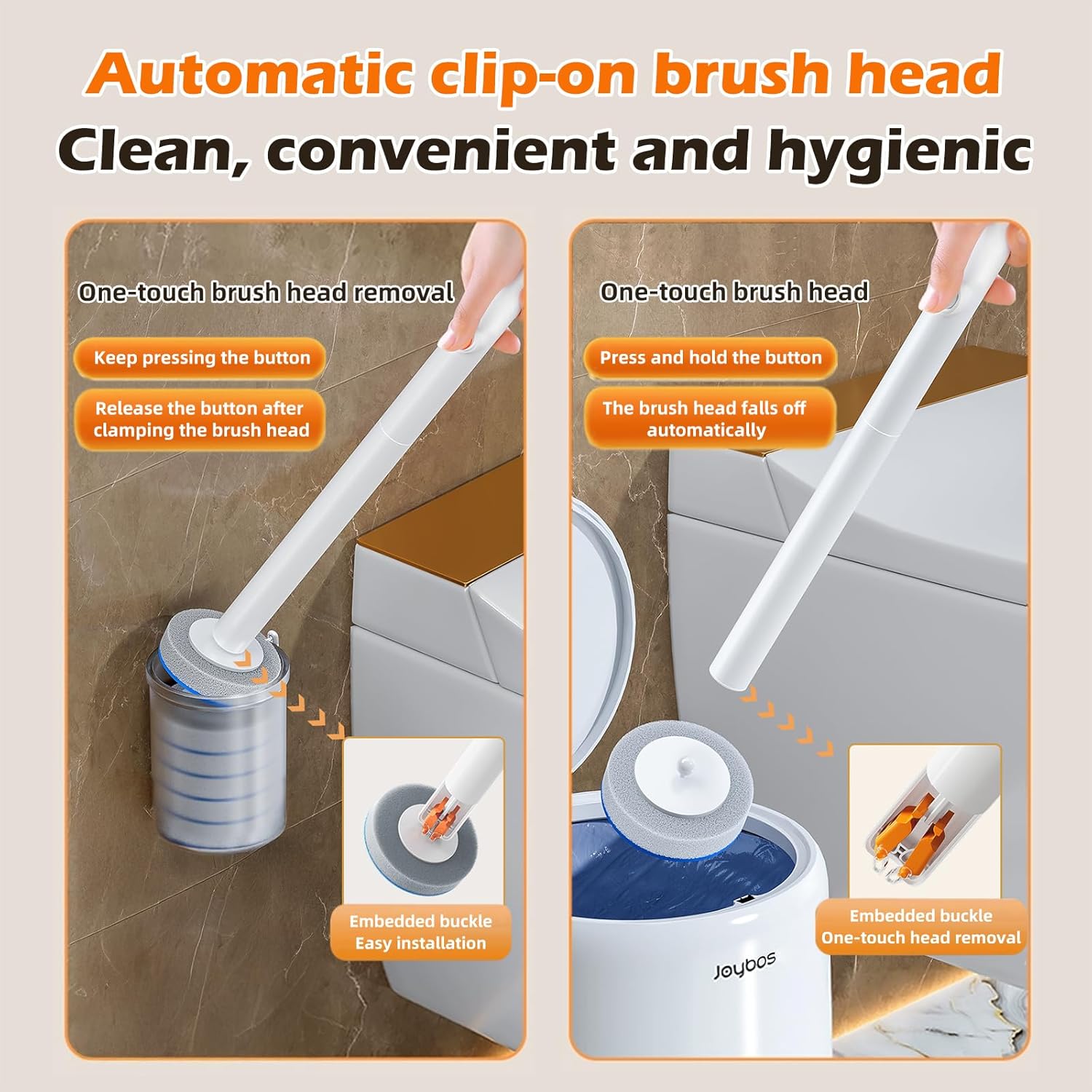MOPALL Toilet Brush with Holder and 6 Refills