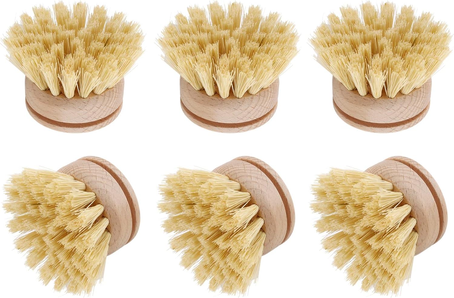 Nicfaky 6 Pcs Wooden Dish Brush Refillable Heads