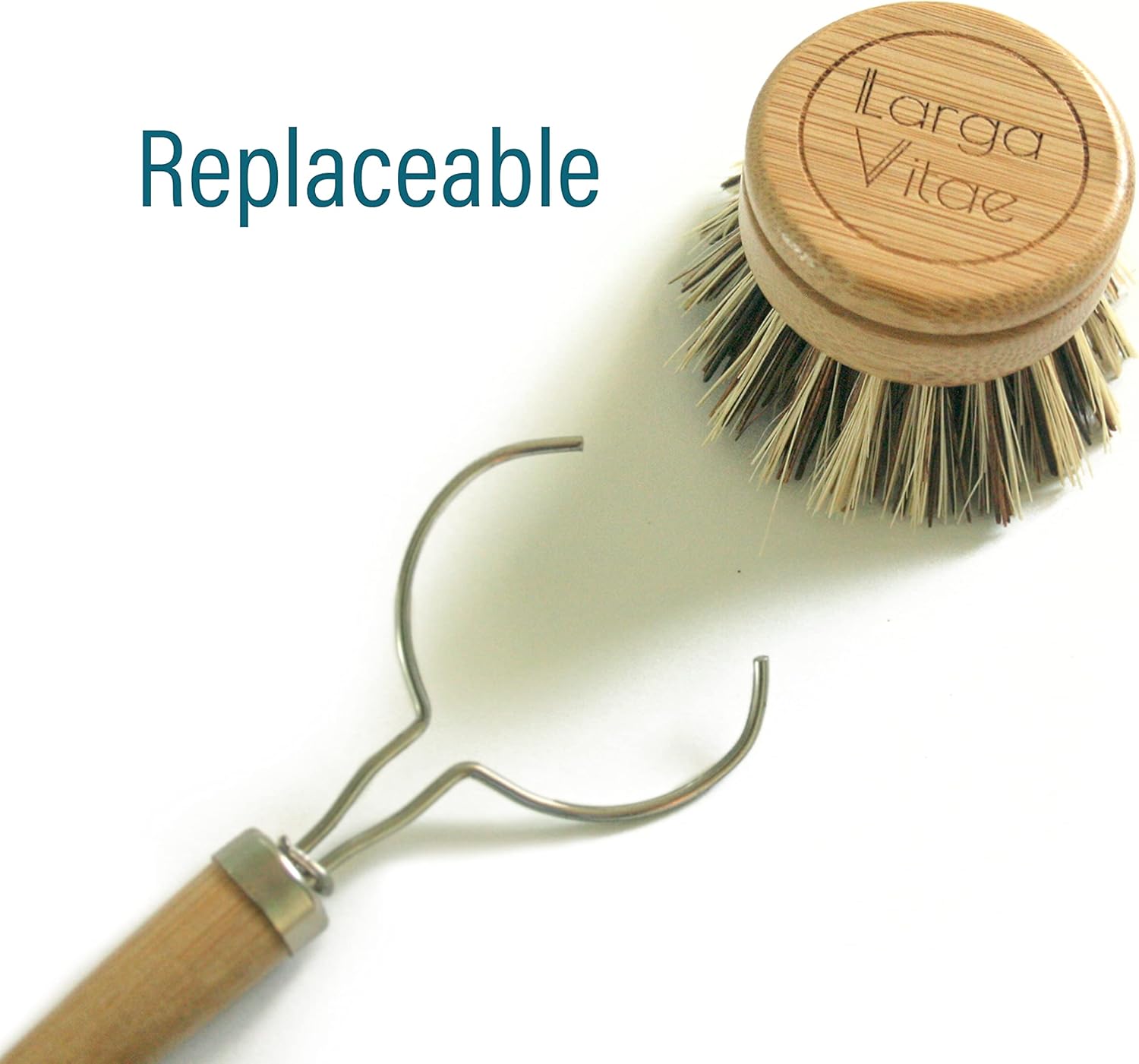 Larga Vitae 6-Piece Bamboo Dish Brush Heads