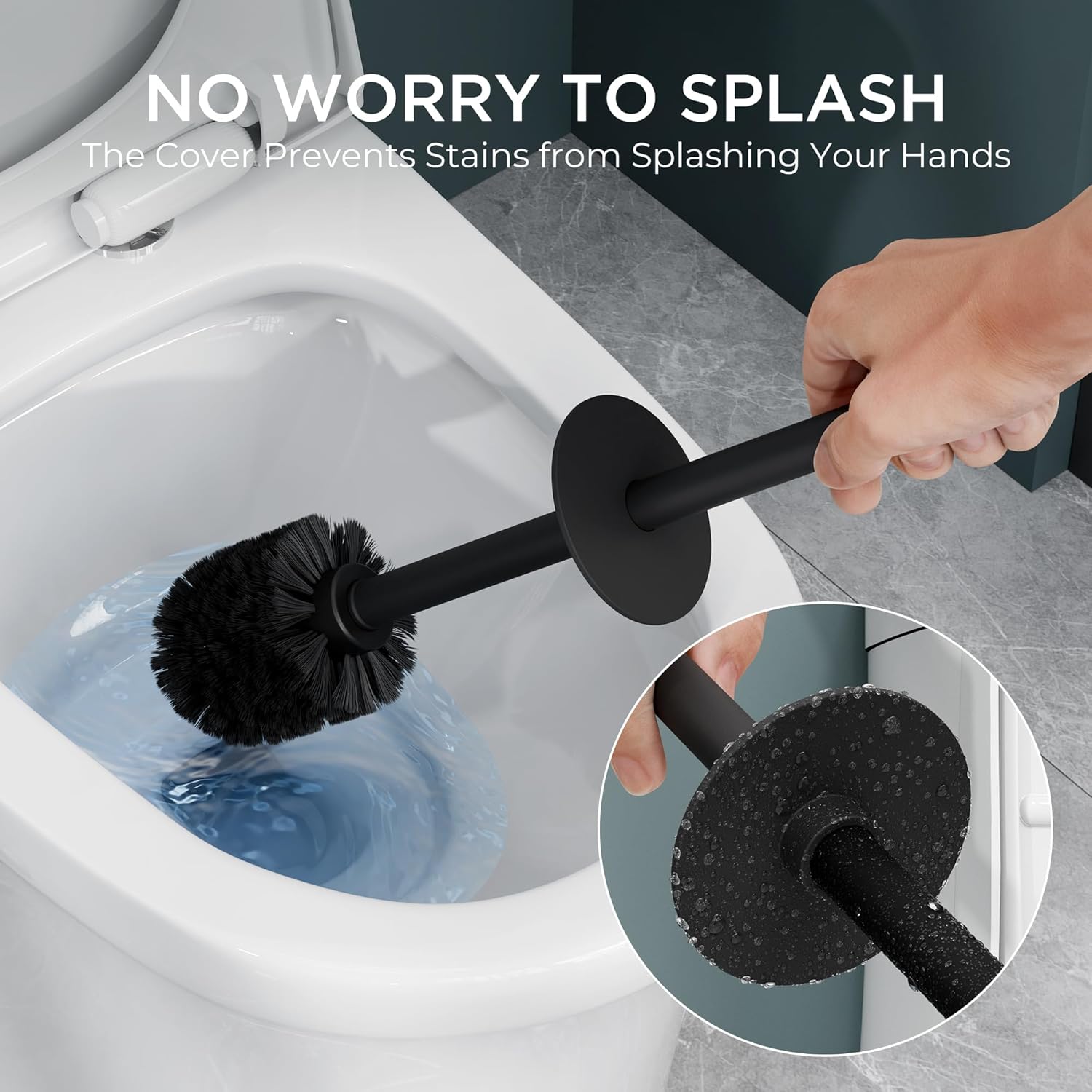 FORIOUS Toilet Brush and Holder Set with 304 Stainless Steel Base