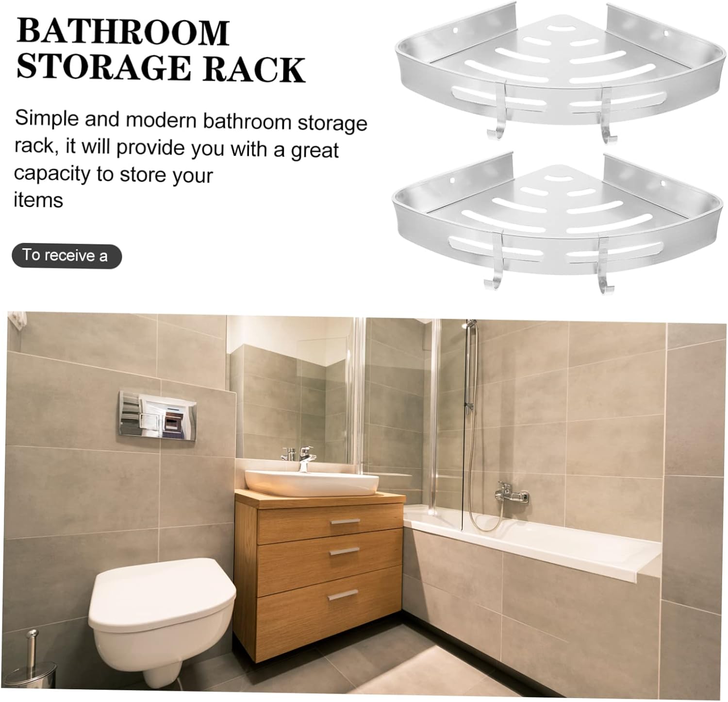 Zerodeko 2-Tier Aluminum Shower Organizer with Hooks