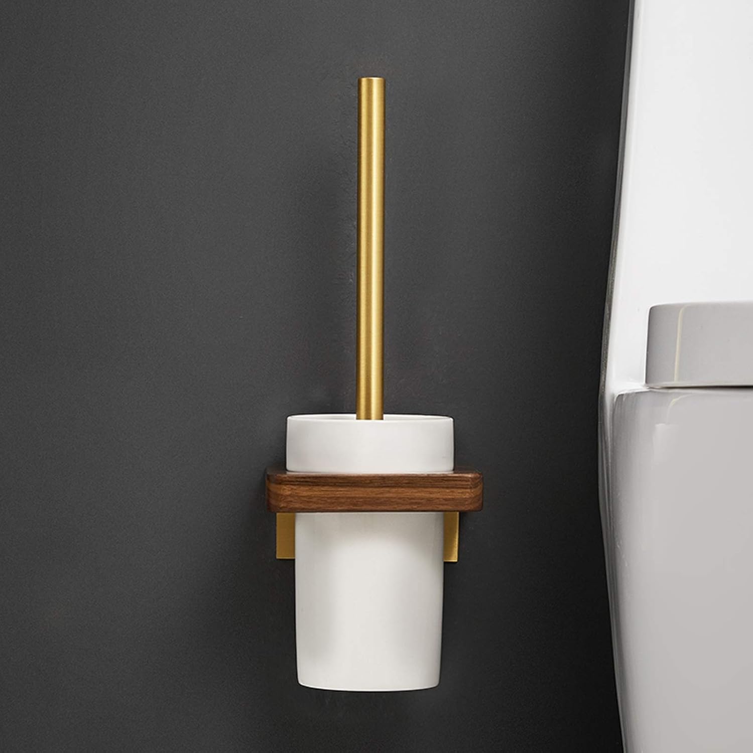 UNNS Toilet Brush with Holder Wall-Mounted Ceramic