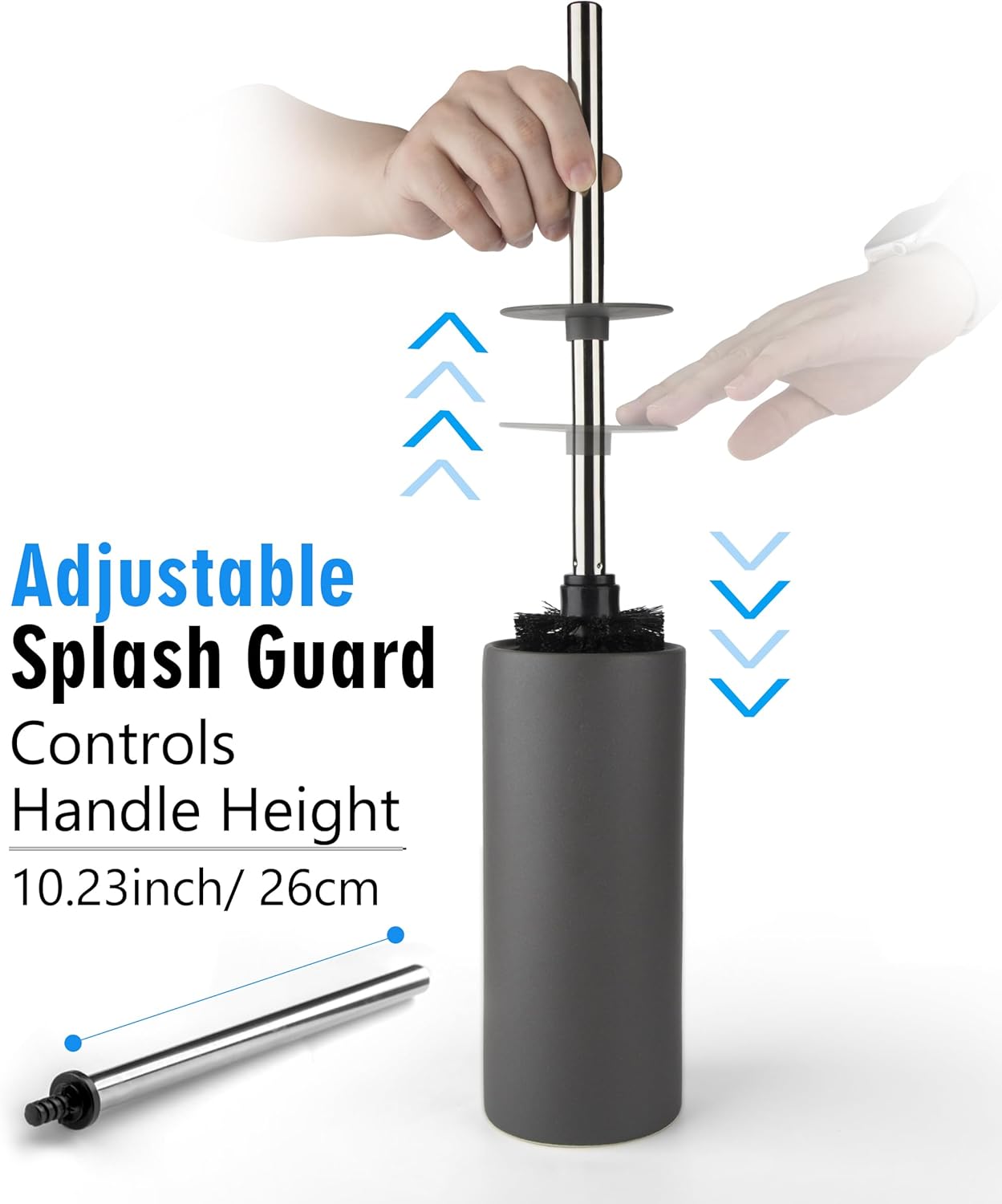 Viosuniu Matt Gray Ceramic Toilet Brush Set