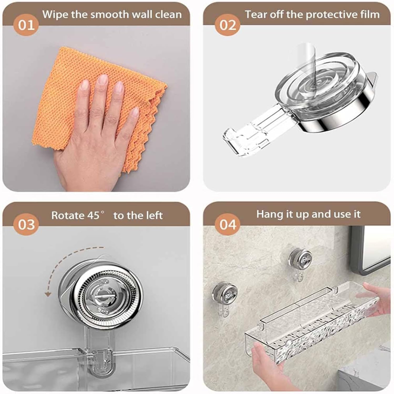 Circular Suction Cup Wall Shelf No Drill Mount