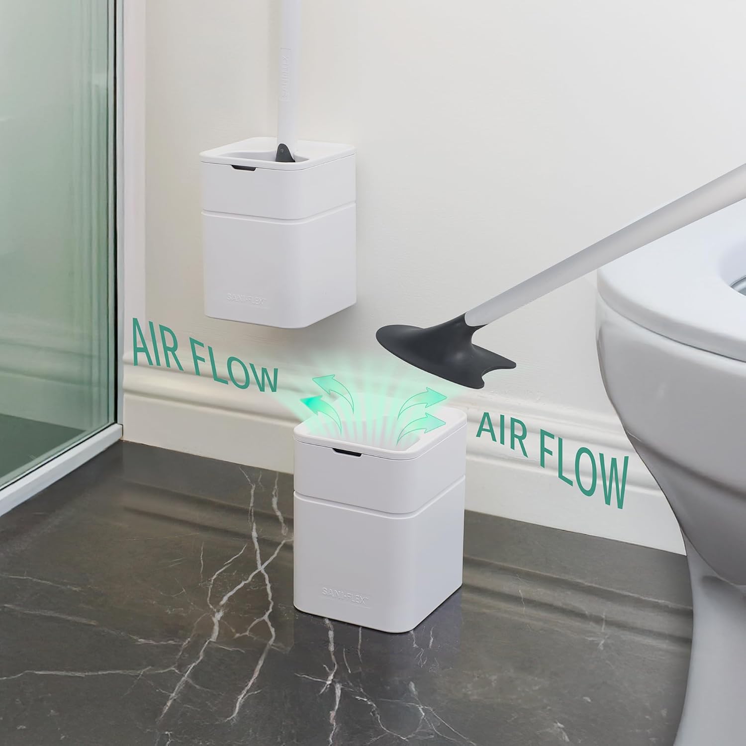 Broombi Sani-Flex Toilet Brush with Drip-Less Holder