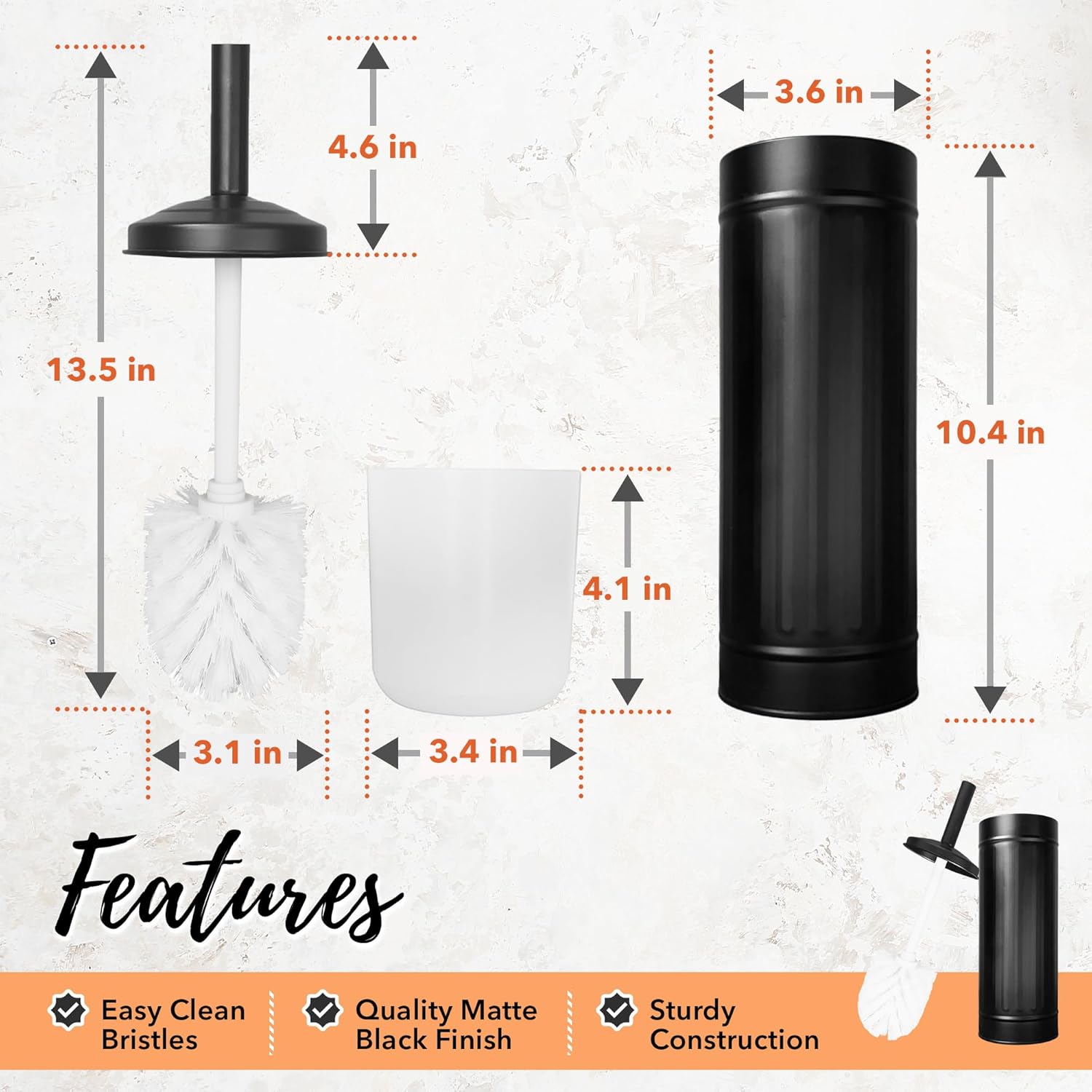 Autumn Alley Black Toilet Brush Holder Set