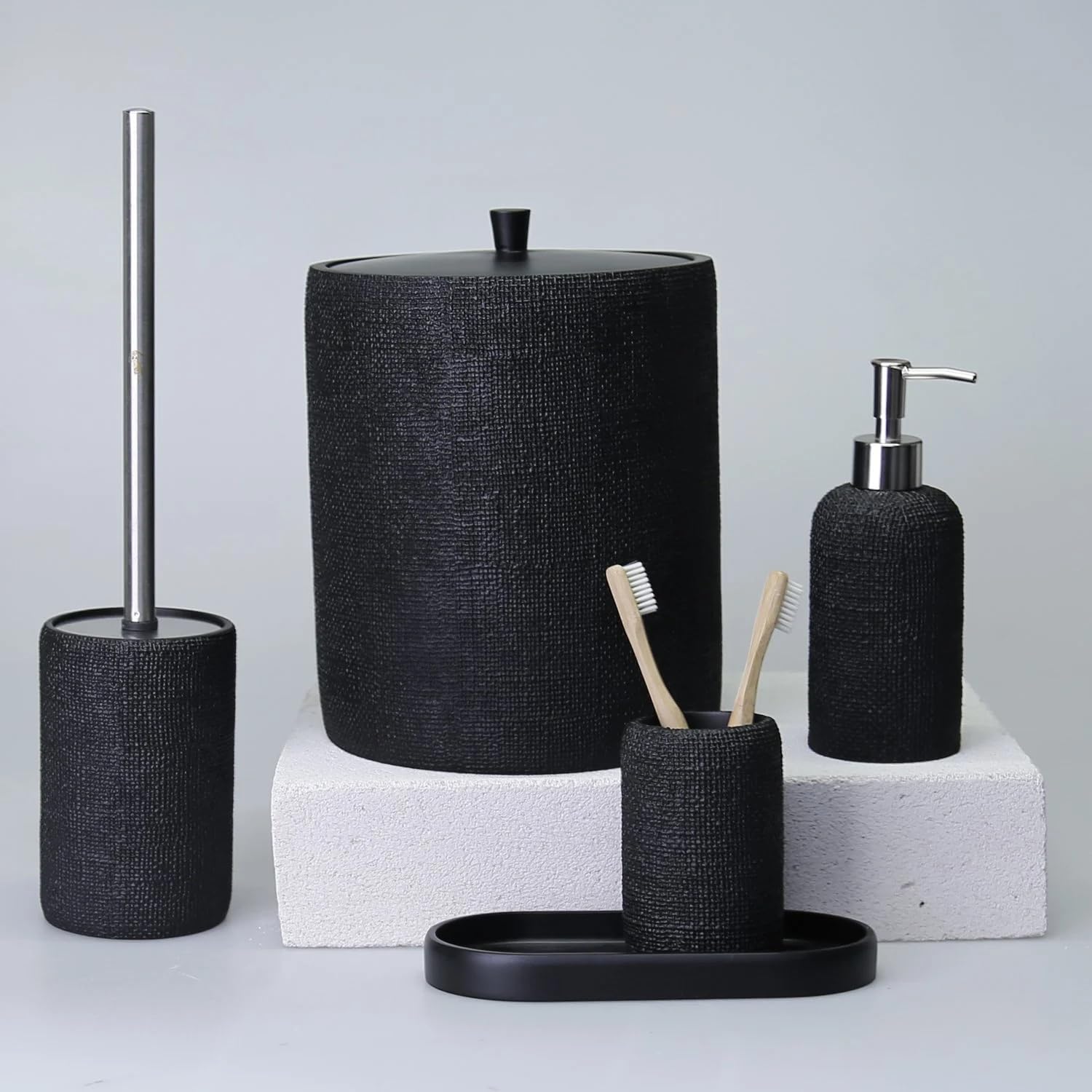 Natural Toilet Brush with Black Holder