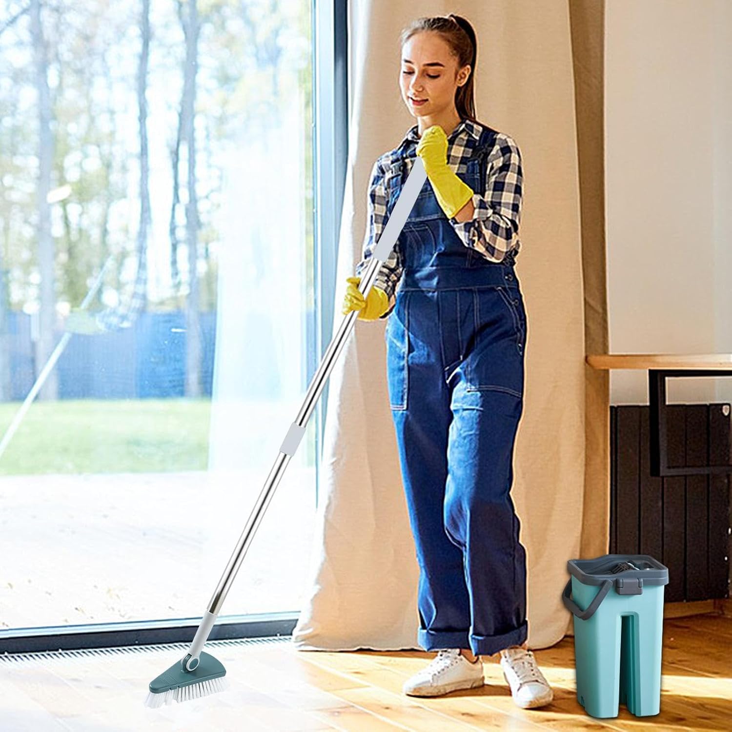 CENRF Tub Scrubber with Long Handle for Bathroom Cleaning