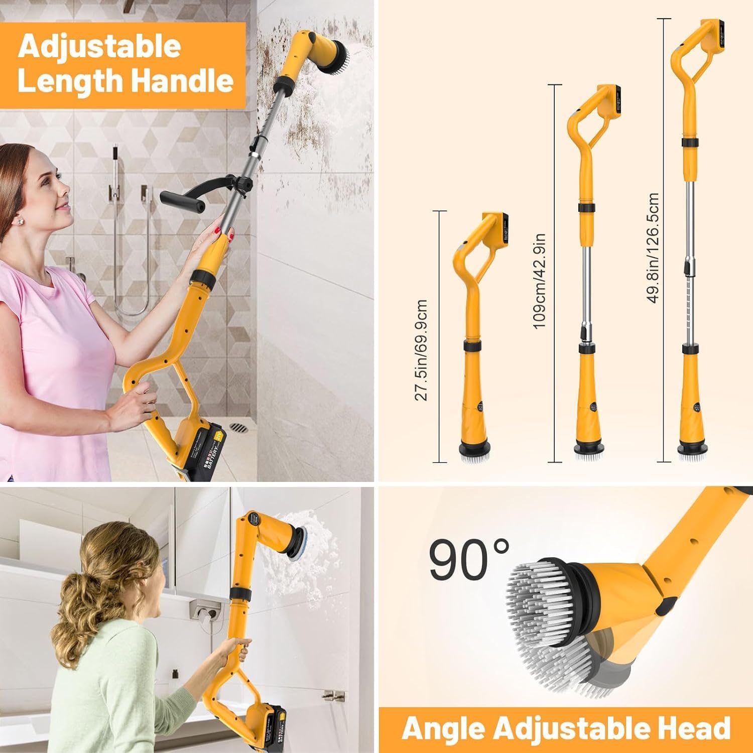 Denqir 1500 RPM Electric Spin Scrubber for Dewalt 20V Battery