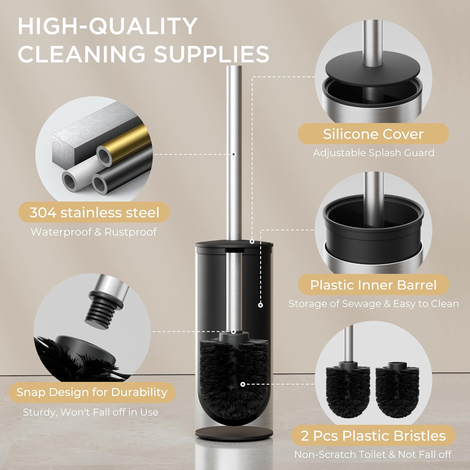 FORIOUS Toilet Brush and Holder Set
