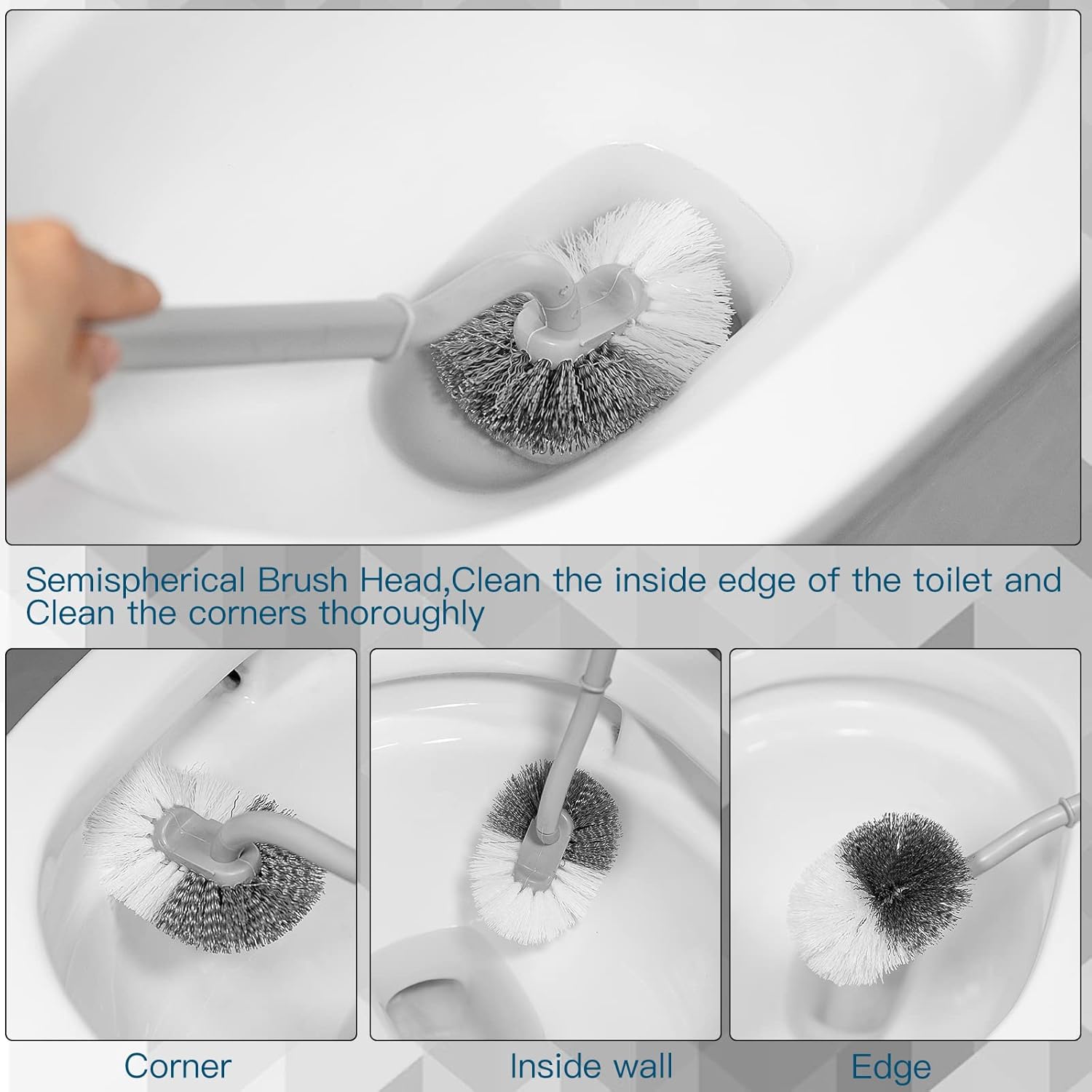 WOBEVB 2Pcs Curved Toilet Bowl Brush with Hooks Green