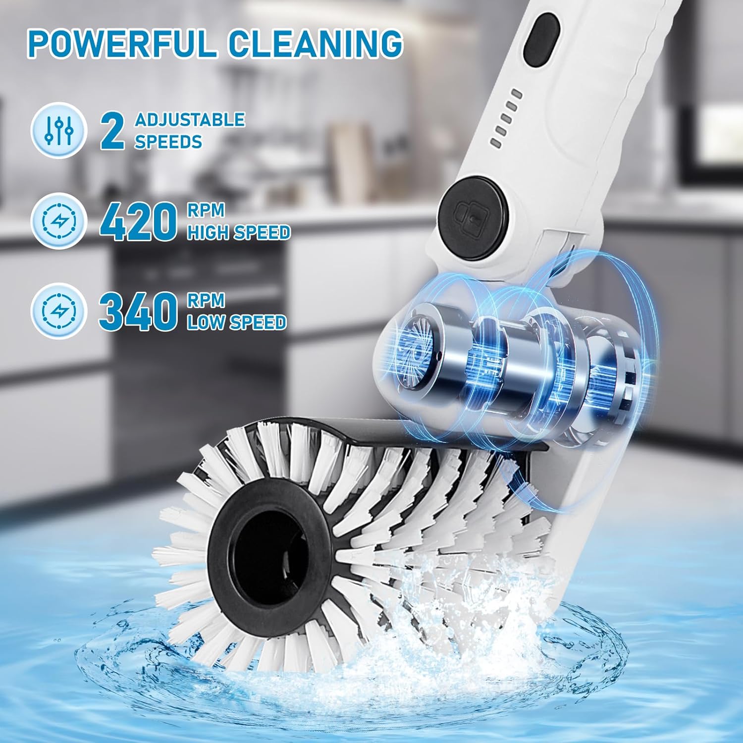 Yutesiri Cordless Waterproof Toilet Brush with 4 Heads 1