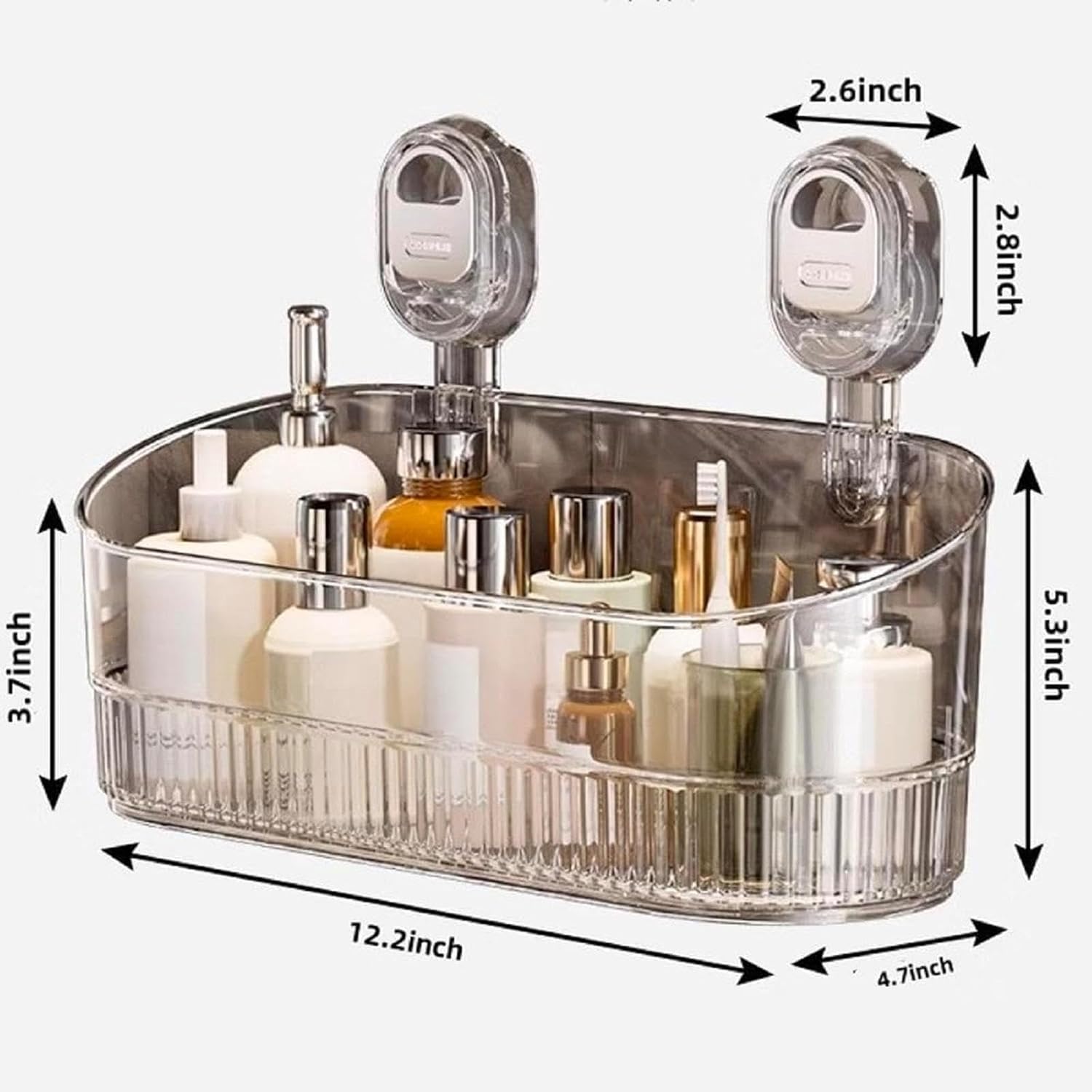 No-Drill Suction Cup Shower Caddy Organizer - Transparent White