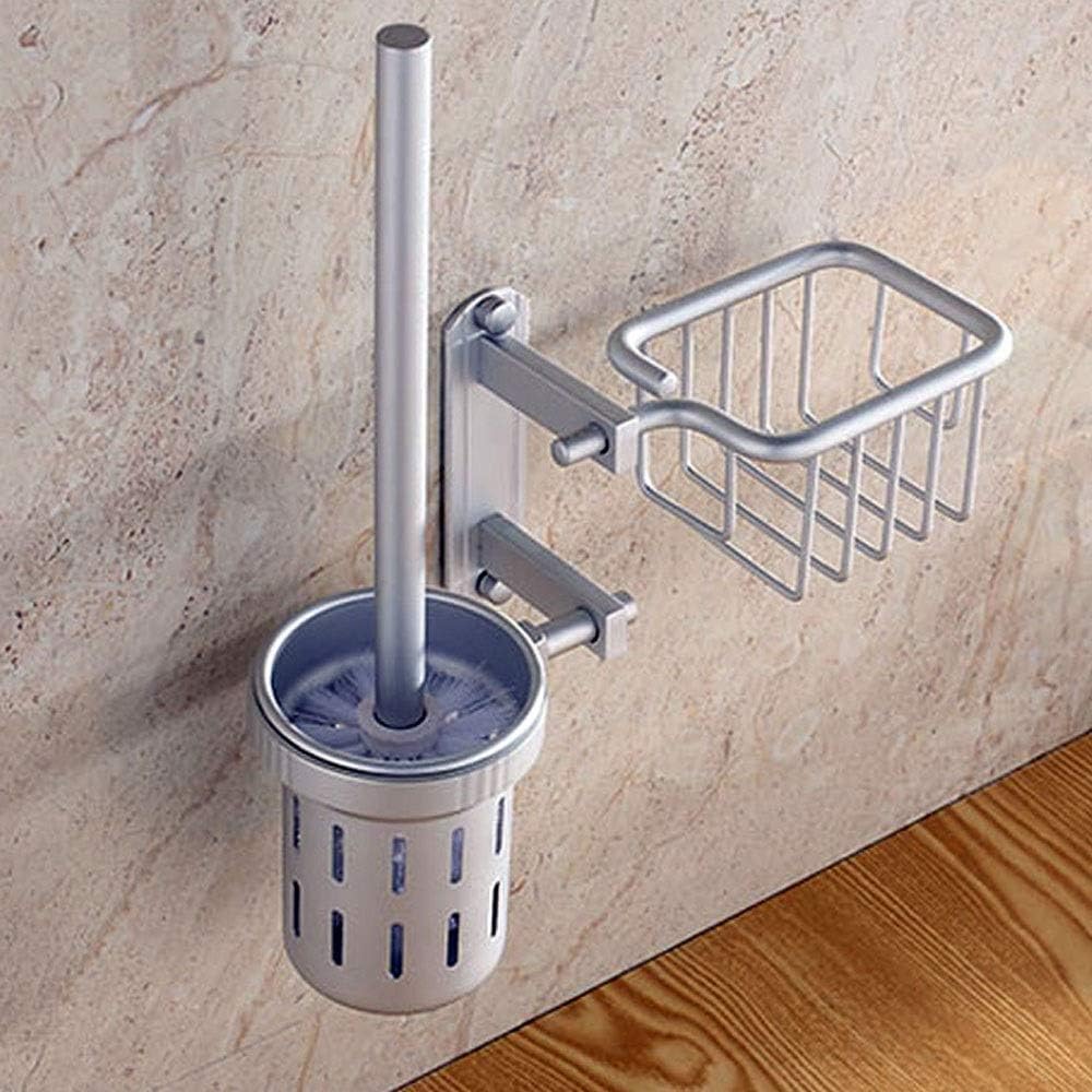 Bathroom Accessories Aluminum Toilet Brush Set with Shelf and Basket