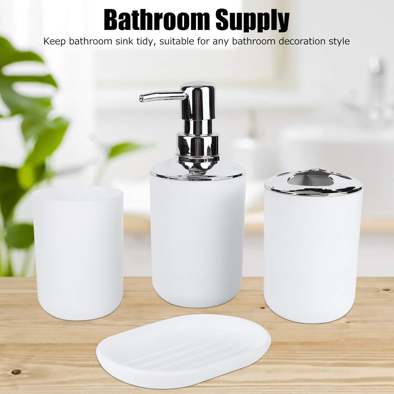 Kuuleyn 4Pcs Bathroom Accessory Set White