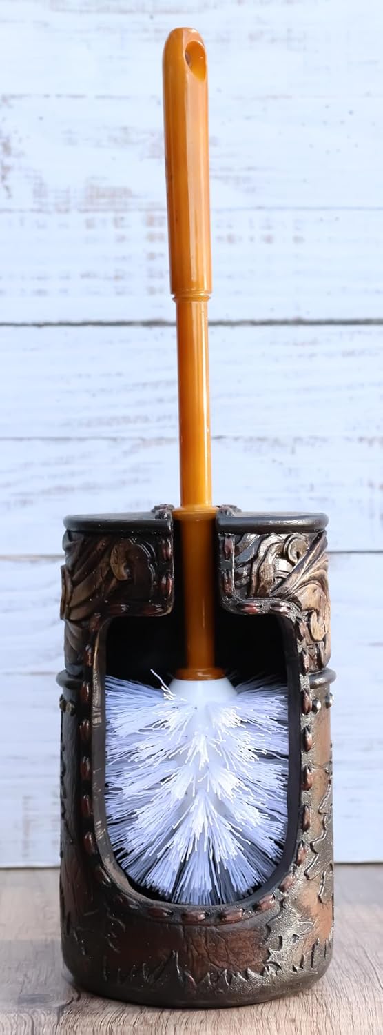 Ebros Gift Western Cowboy Toilet Brush Holder Set