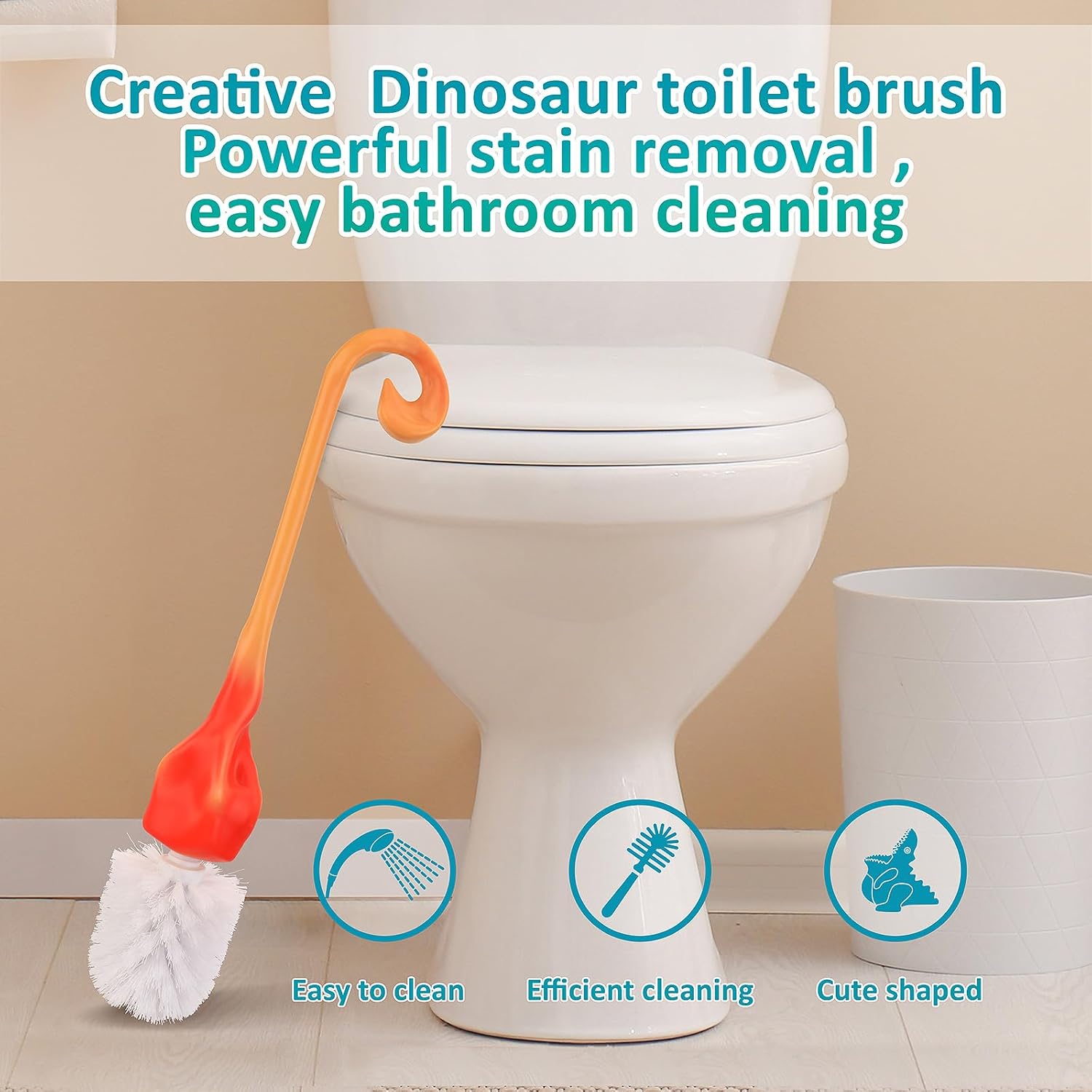 AOCHEN Dinosaur Toilet Brush with Holder Green 1