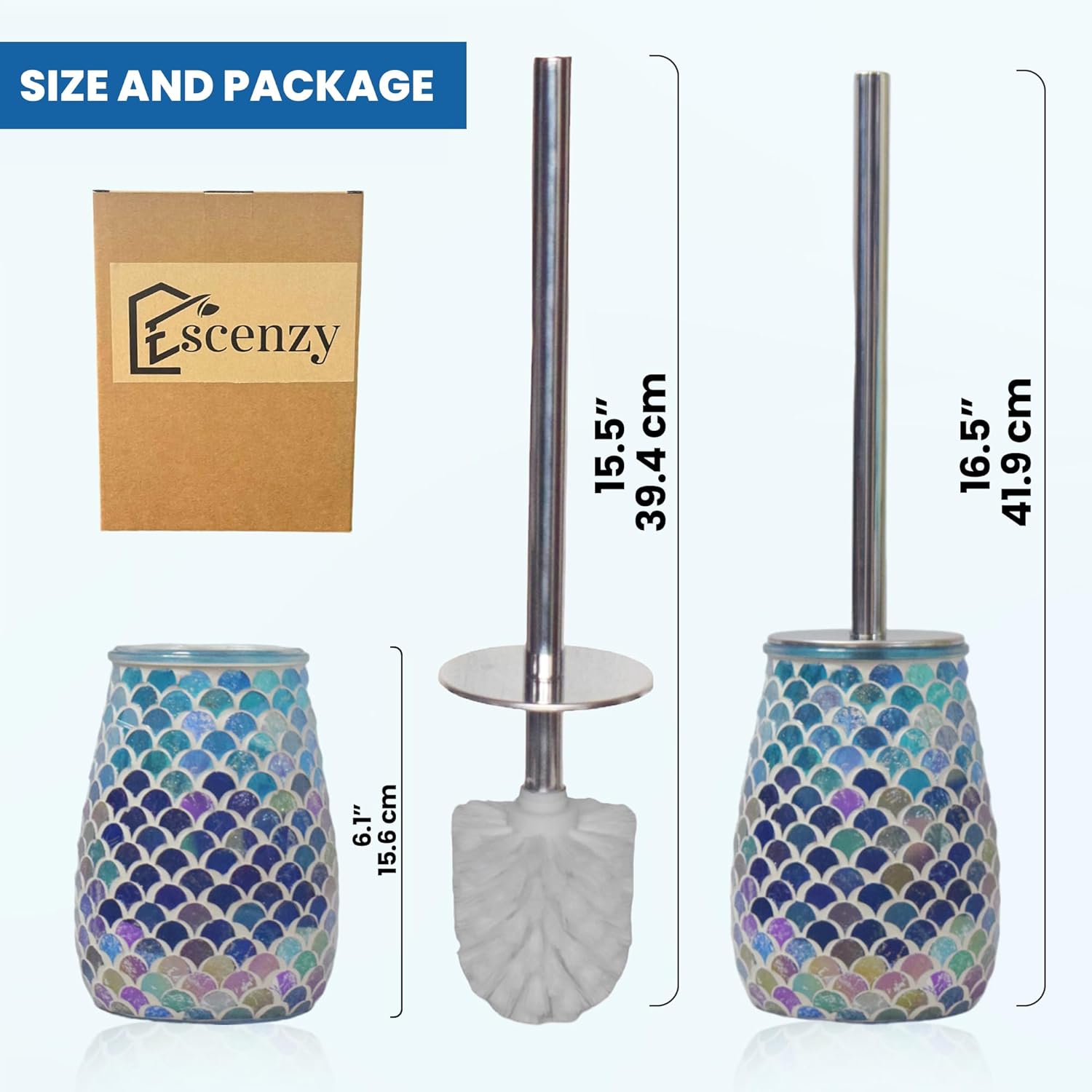 Modern Toilet Brush and Holder Set in Turquoise Green