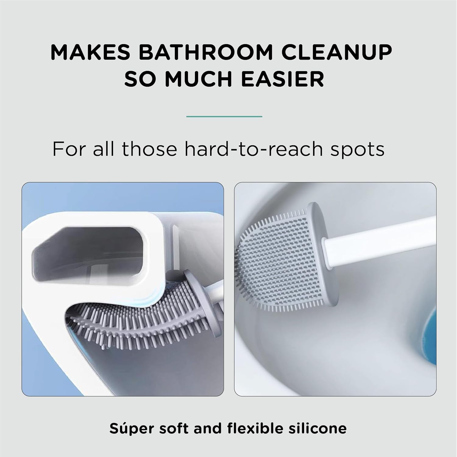 Silicone Toilet Brush Set with Holder and Ventilation Base