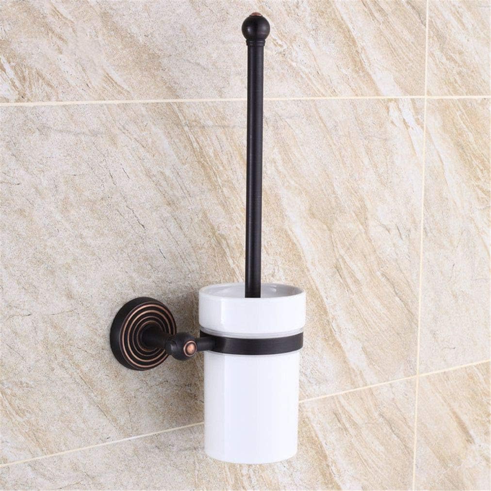 LUDSUY Black Toilet Brush Holder Copper Set