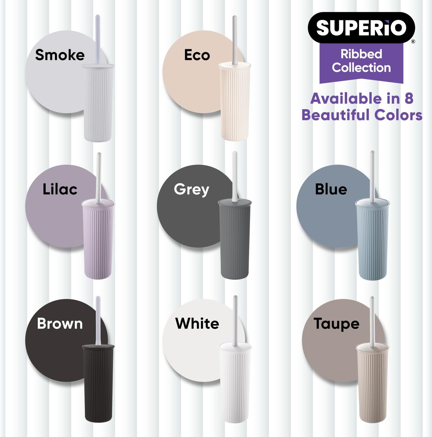 Superio Decorative Toilet Brush Set White 2 Pack