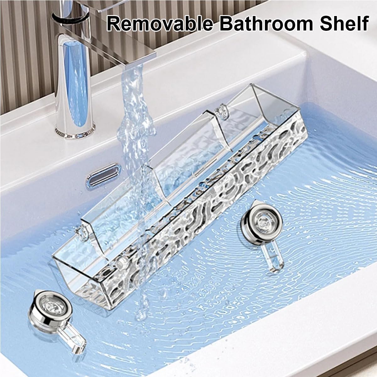 VSERM Clear Suction Cup Storage Shelf No Drill Bathroom Caddy 1pc Rectangle