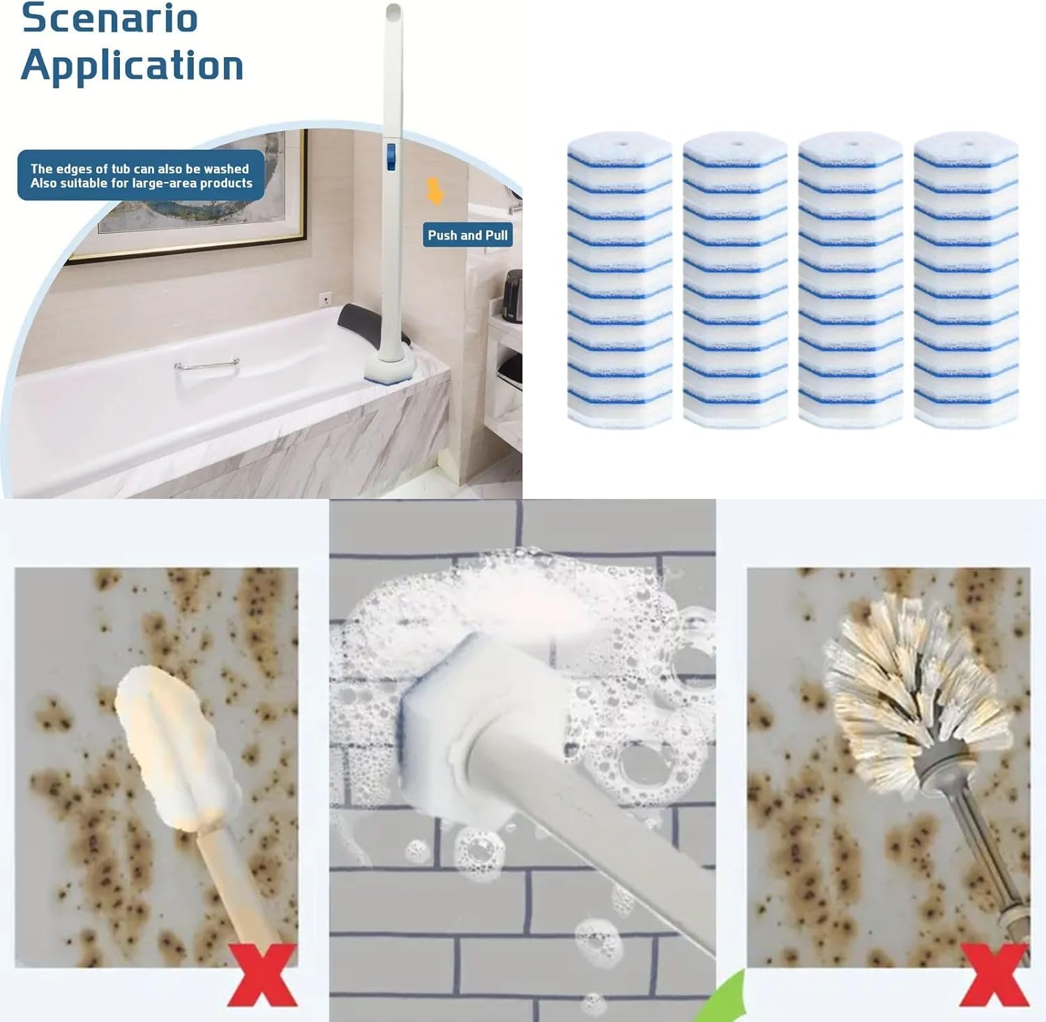 60 Count Disposable Toilet Brush Refill Set