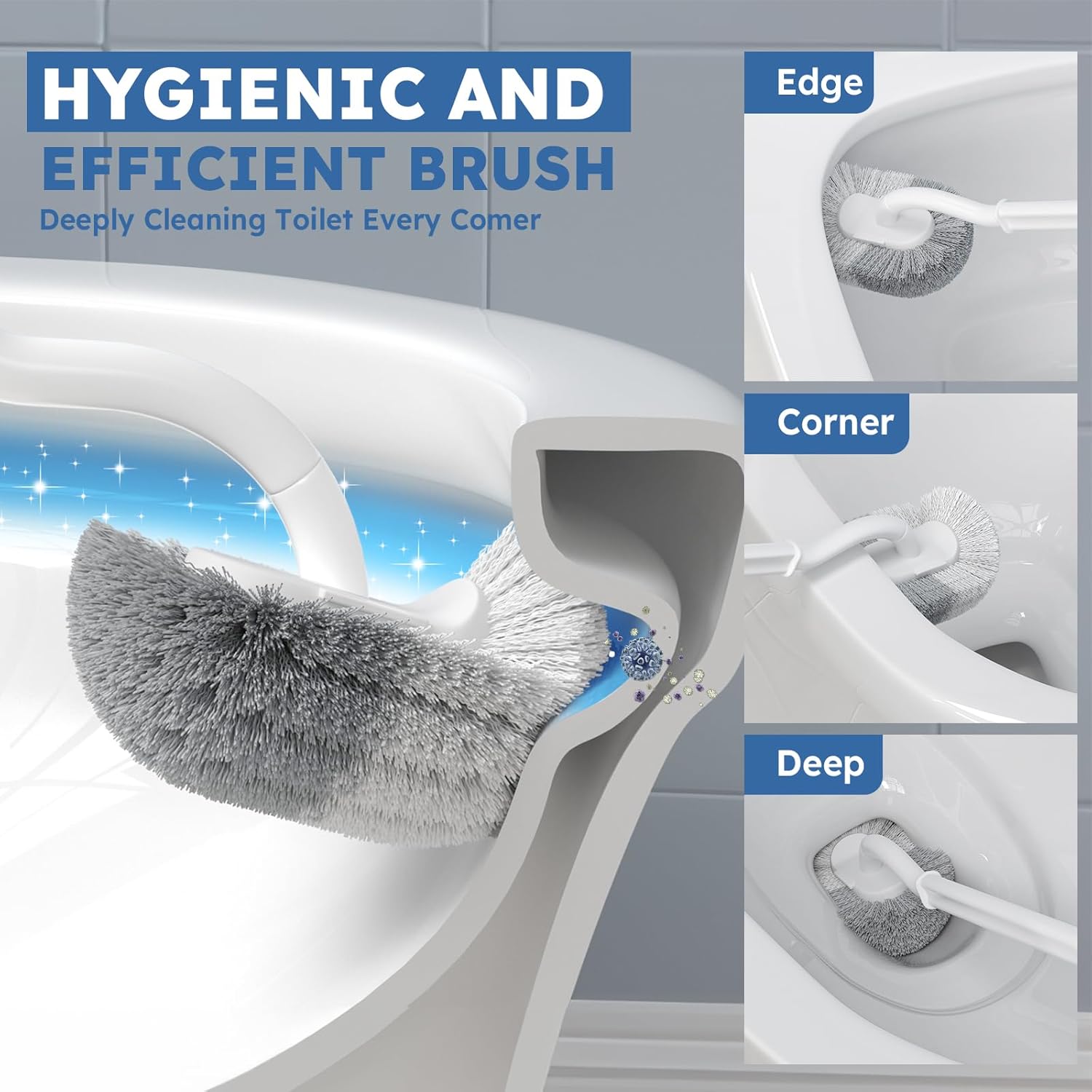 TRENTI Toilet Brush 2-Pack Set with Holder and Extra Long Handle