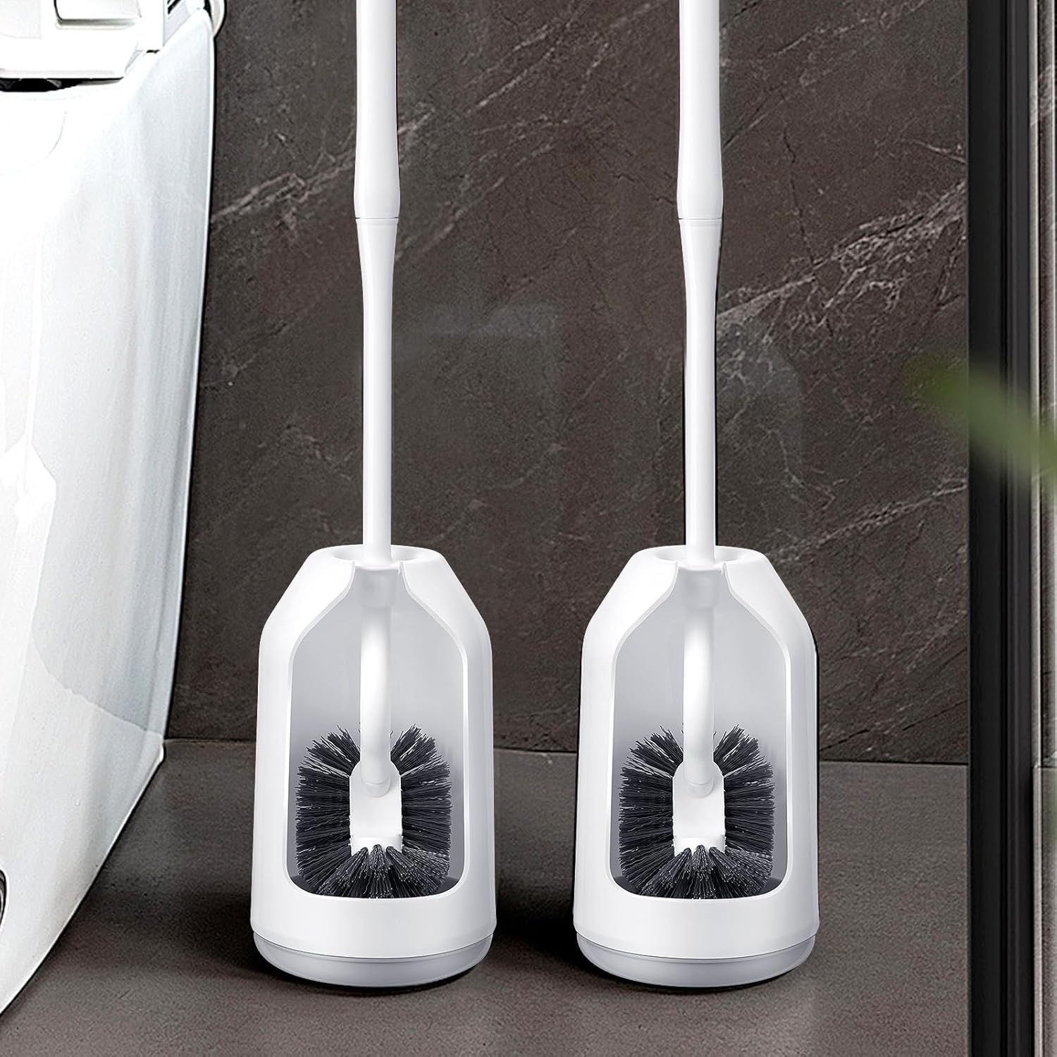 Honeydak 6-Piece Toilet Brush Set with Holder and Caddy