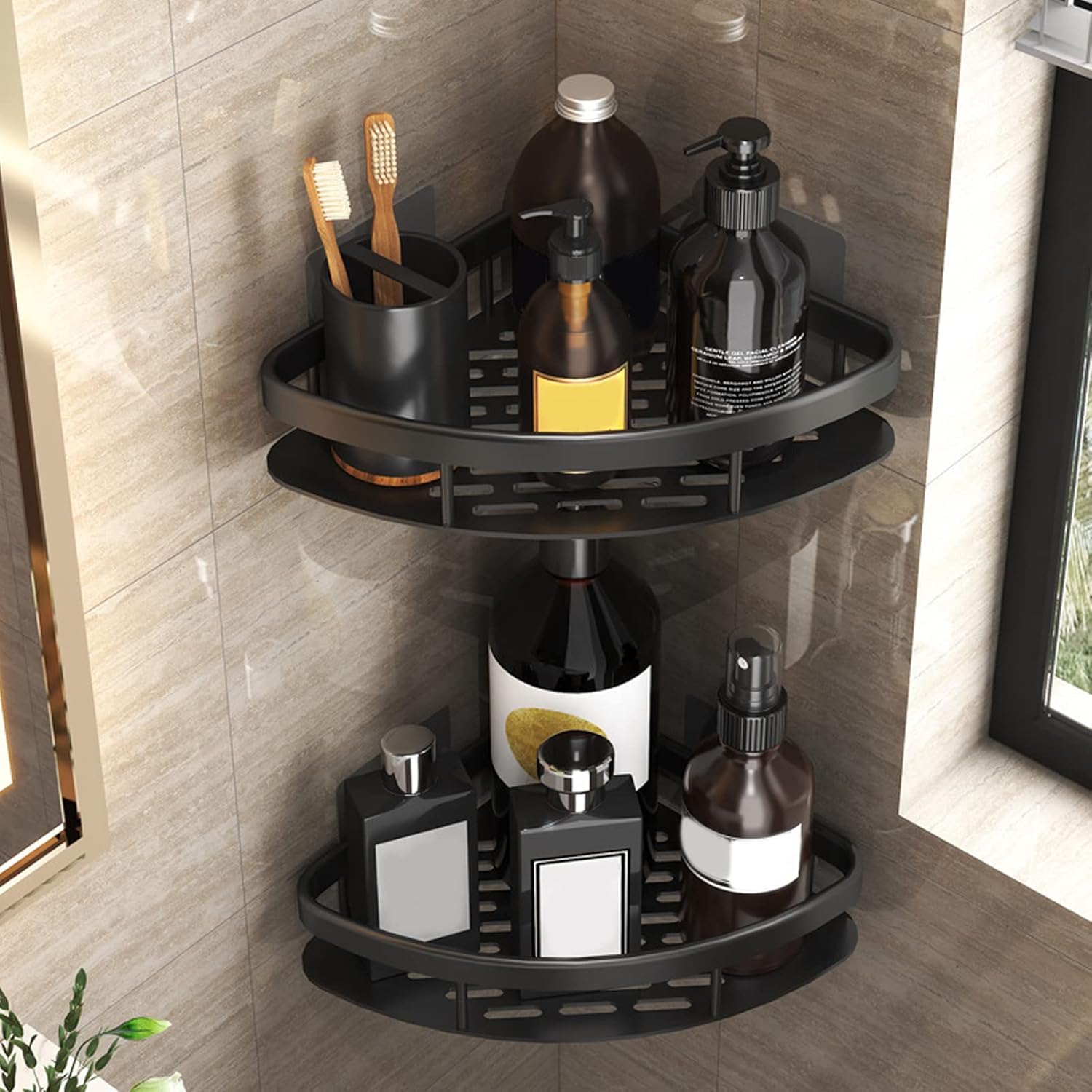 TYTOGE Aluminum Triangular Shower Shelf Rustproof Corner Organizer