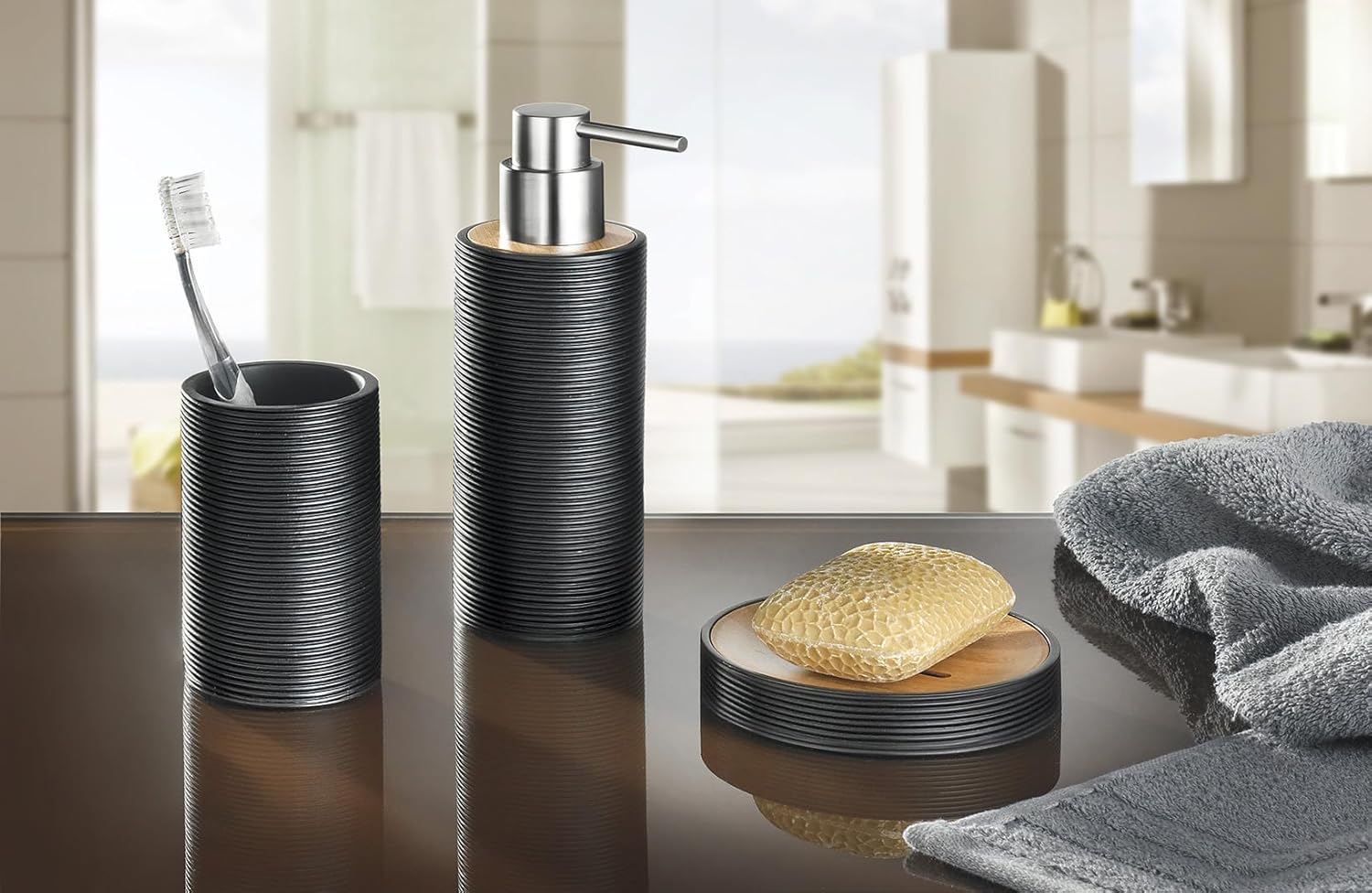 Kyoto Bamboo Toilet Brush Holder 1575 x 354 Black