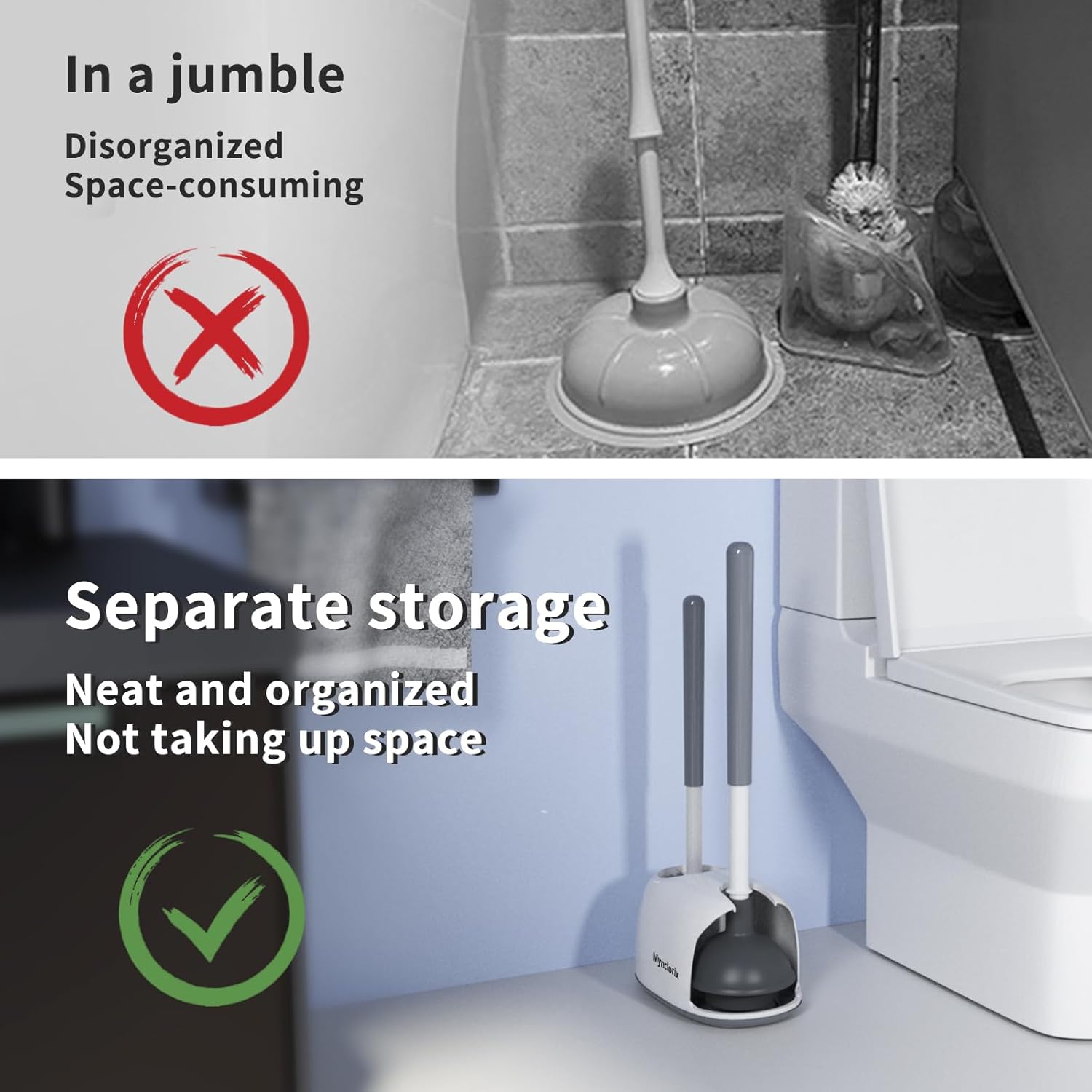 Mynclorix Toilet Brush and Plunger Set with Holder 1