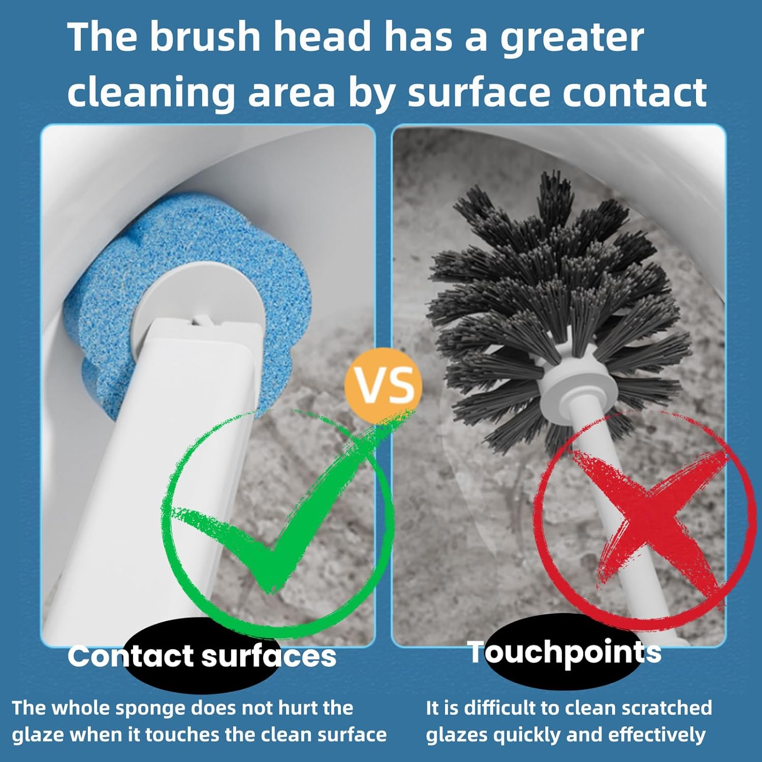 Ergonomic Toilet Brush with 18 Refills and Storage Box