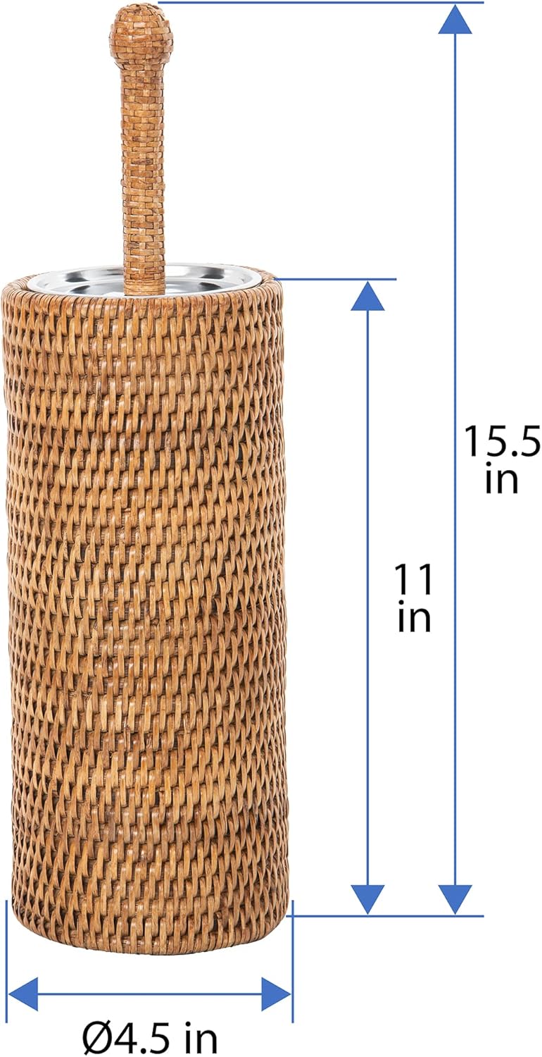 Kouboo La Jolla Rattan Toilet Brush Set Honey Brown