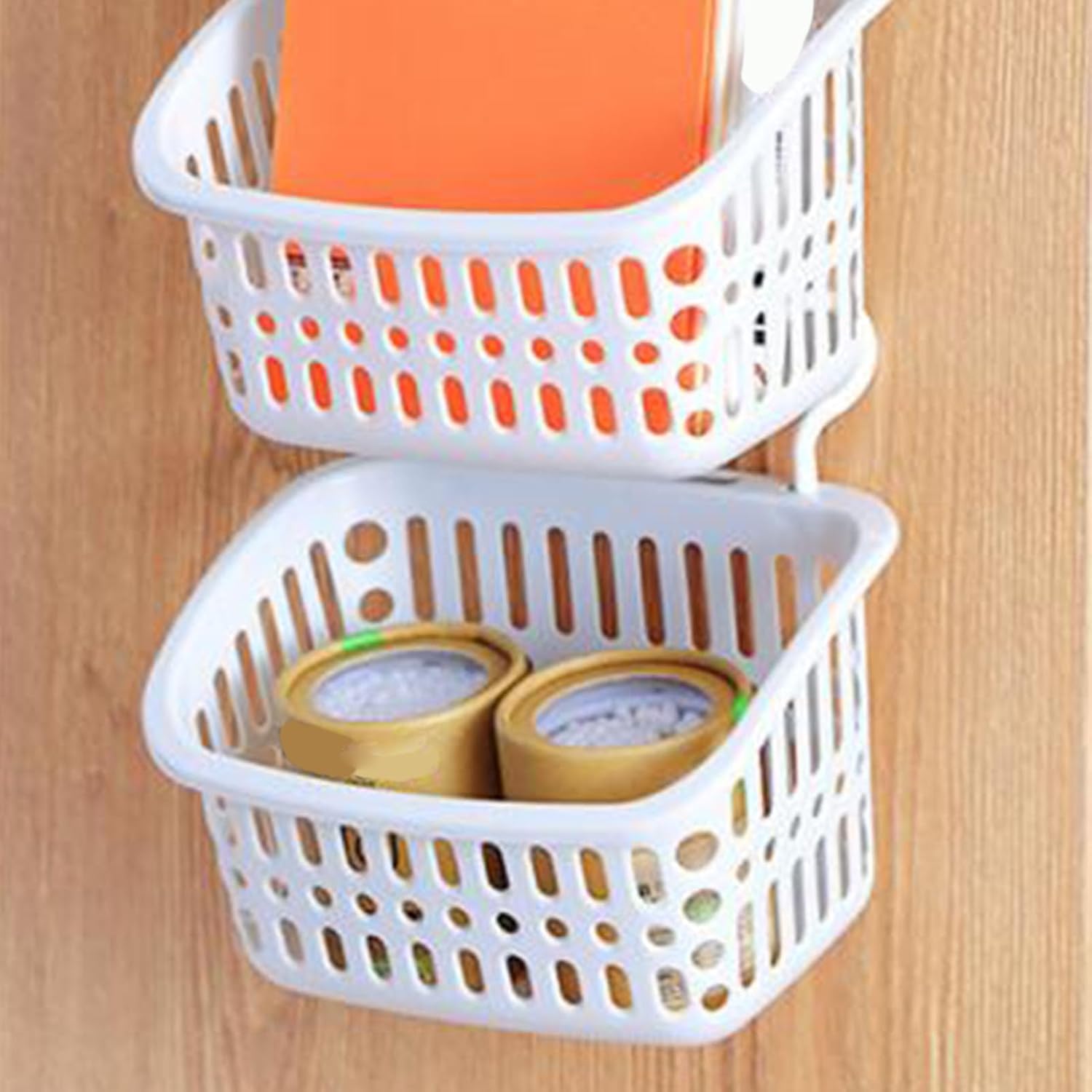 Plastic Hanging Shower Caddy with Draining Holes White 1