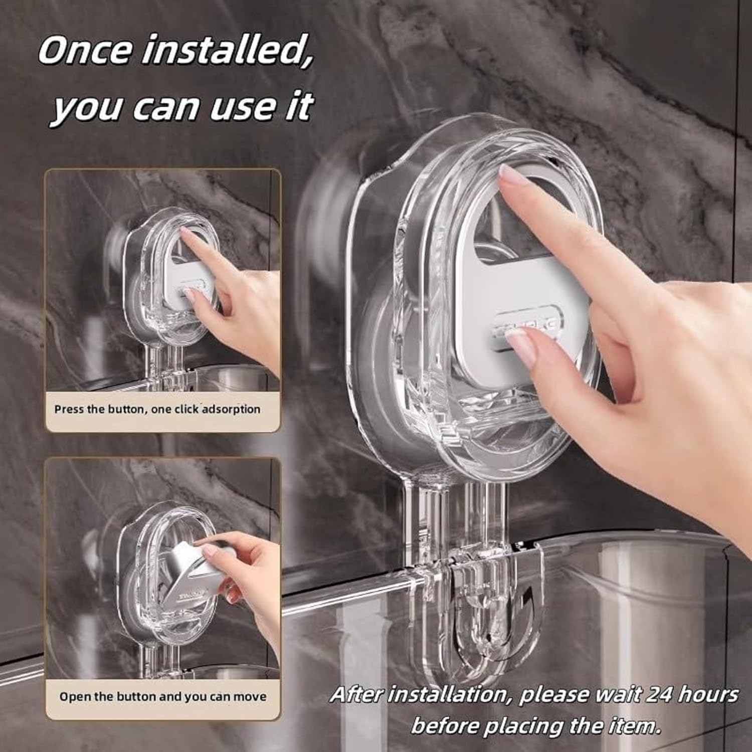 No-Drill Suction Cup Shower Caddy Organizer - Transparent White