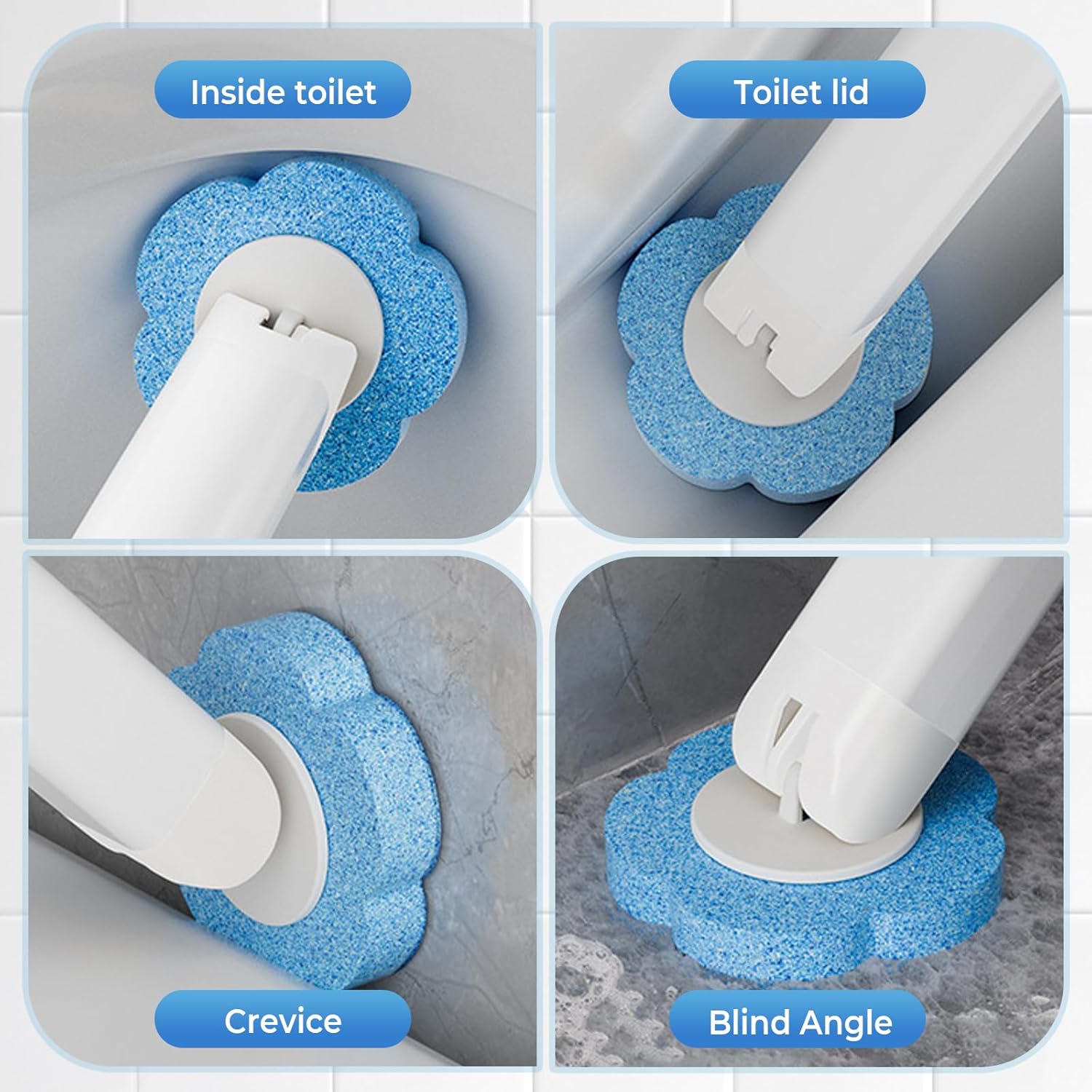 YAUNJI Disposable Toilet Brush with Holder and Refill Pads 6 Pack Yellow