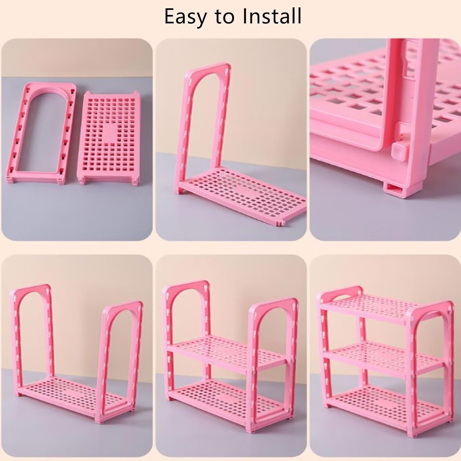 Typutomi 3 Tier Adjustable Plastic Shelf Organizer
