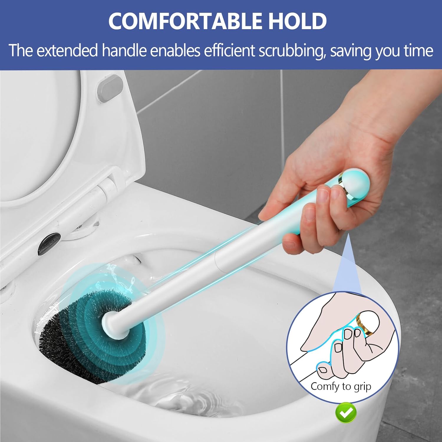 NairSnow Gold and White Toilet Brush Set with Auto-Opening and Ventilated Base