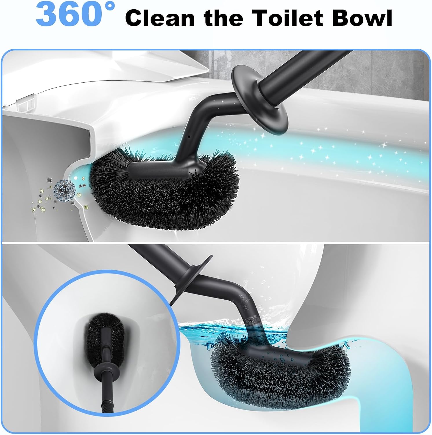 HAMITOR Toilet Bowl Brush Holder Set Black