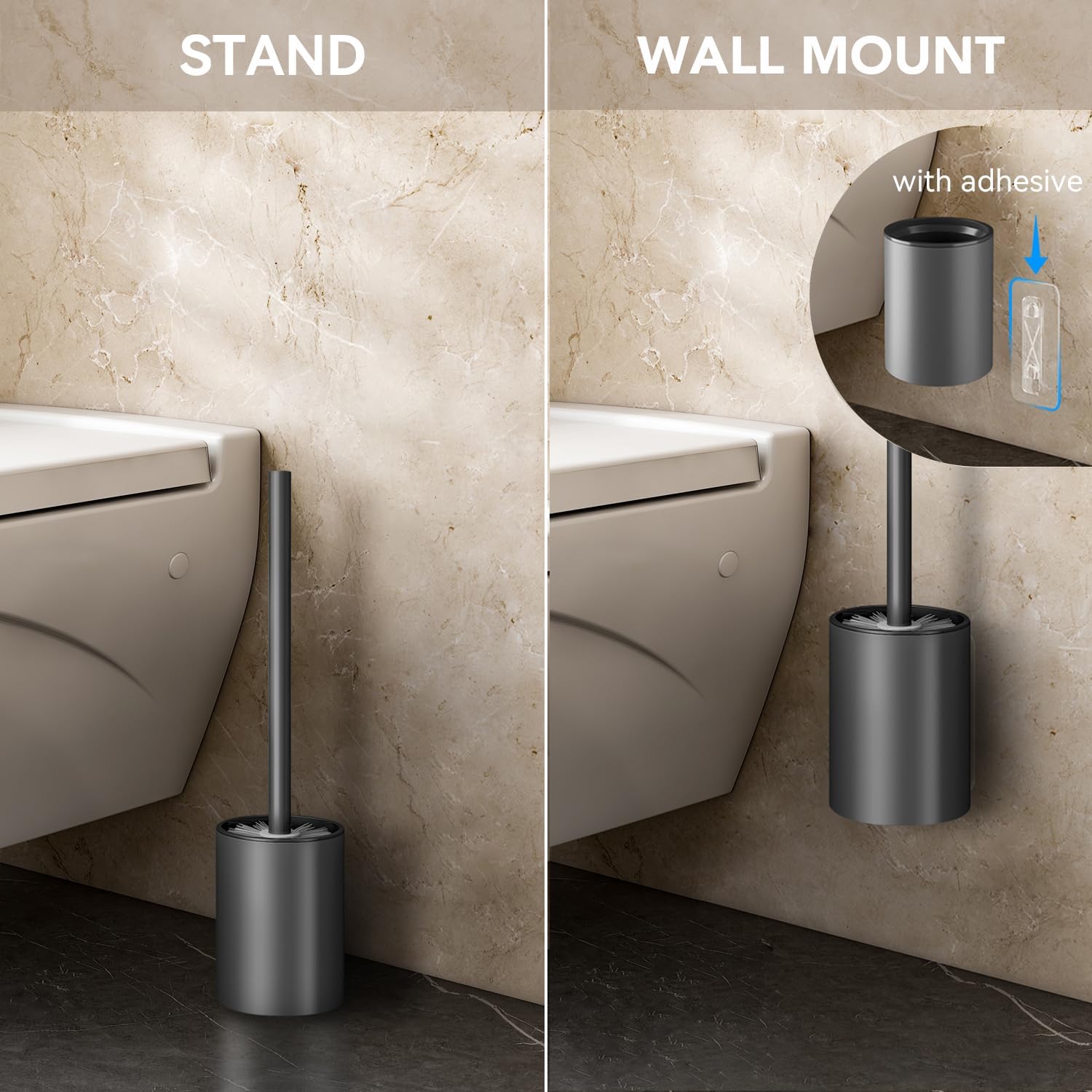Esusom Toilet Brush and Holder Set with Durable Bristles