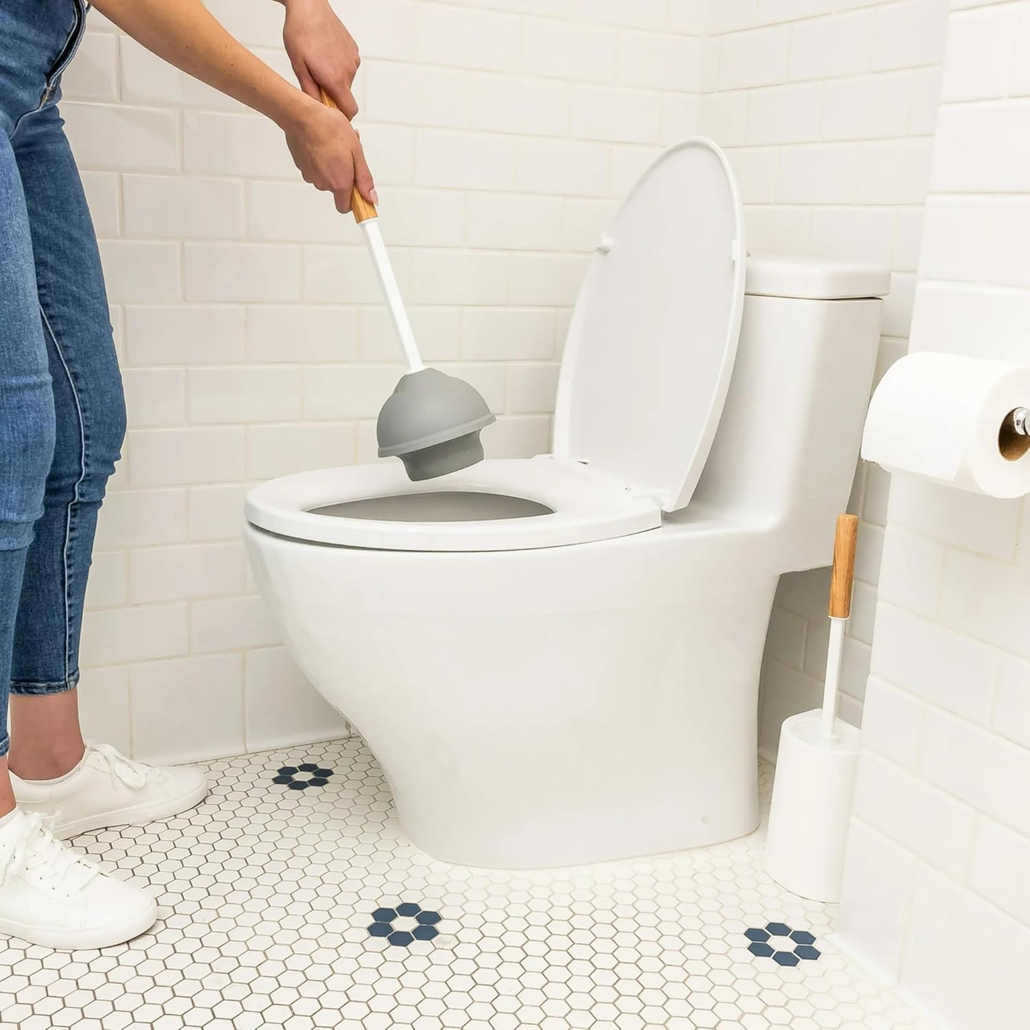 Toilet Brush Plunger Set with Storage Caddy