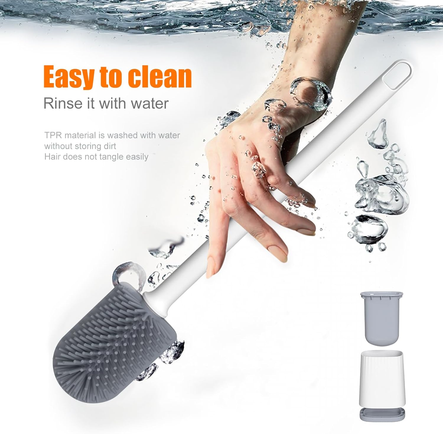 GRIFEMA Silicone Toilet Brush with Drying Holder Set