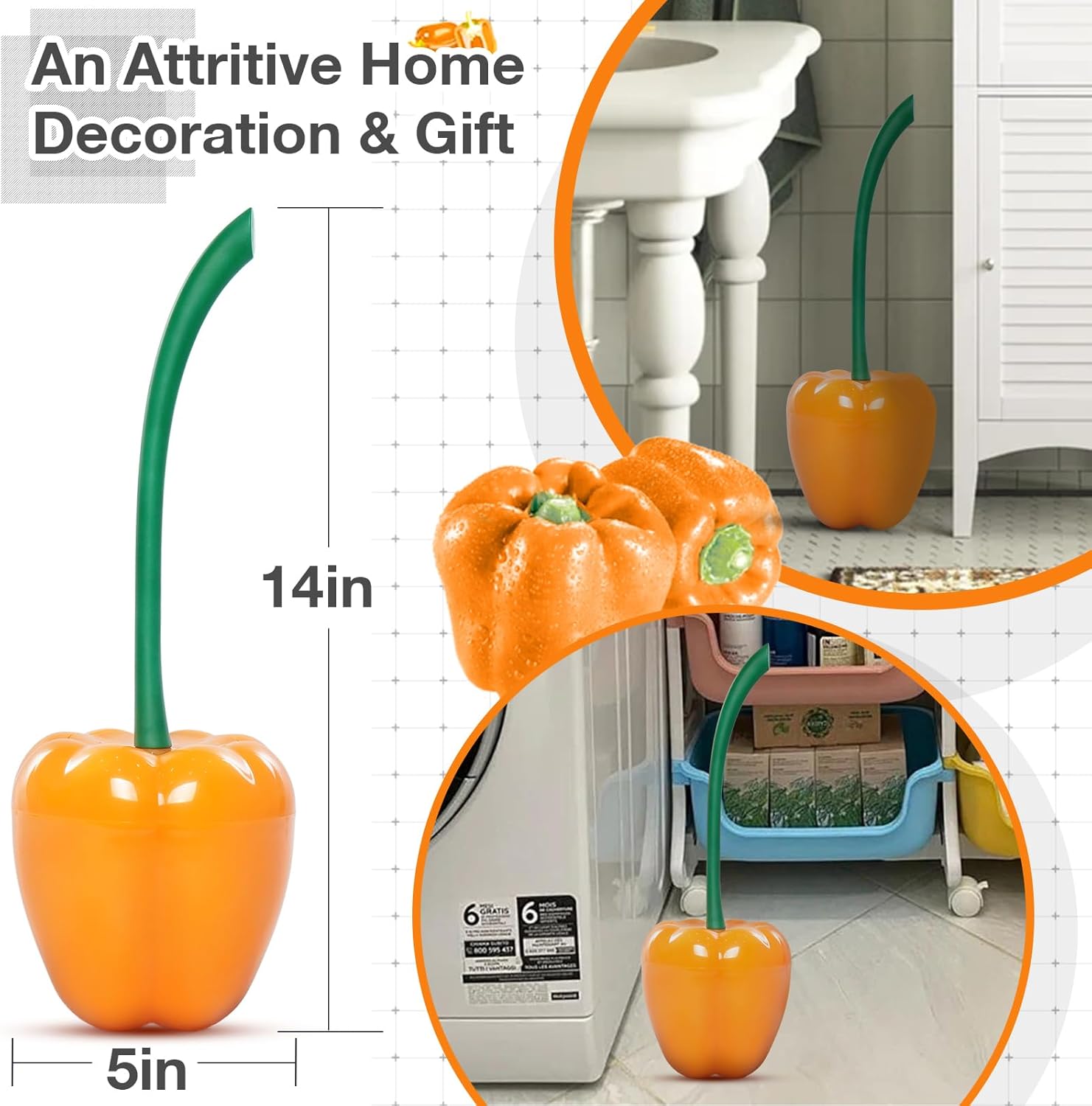 ADNIKIA Bell Pepper Toilet Brush with Holder